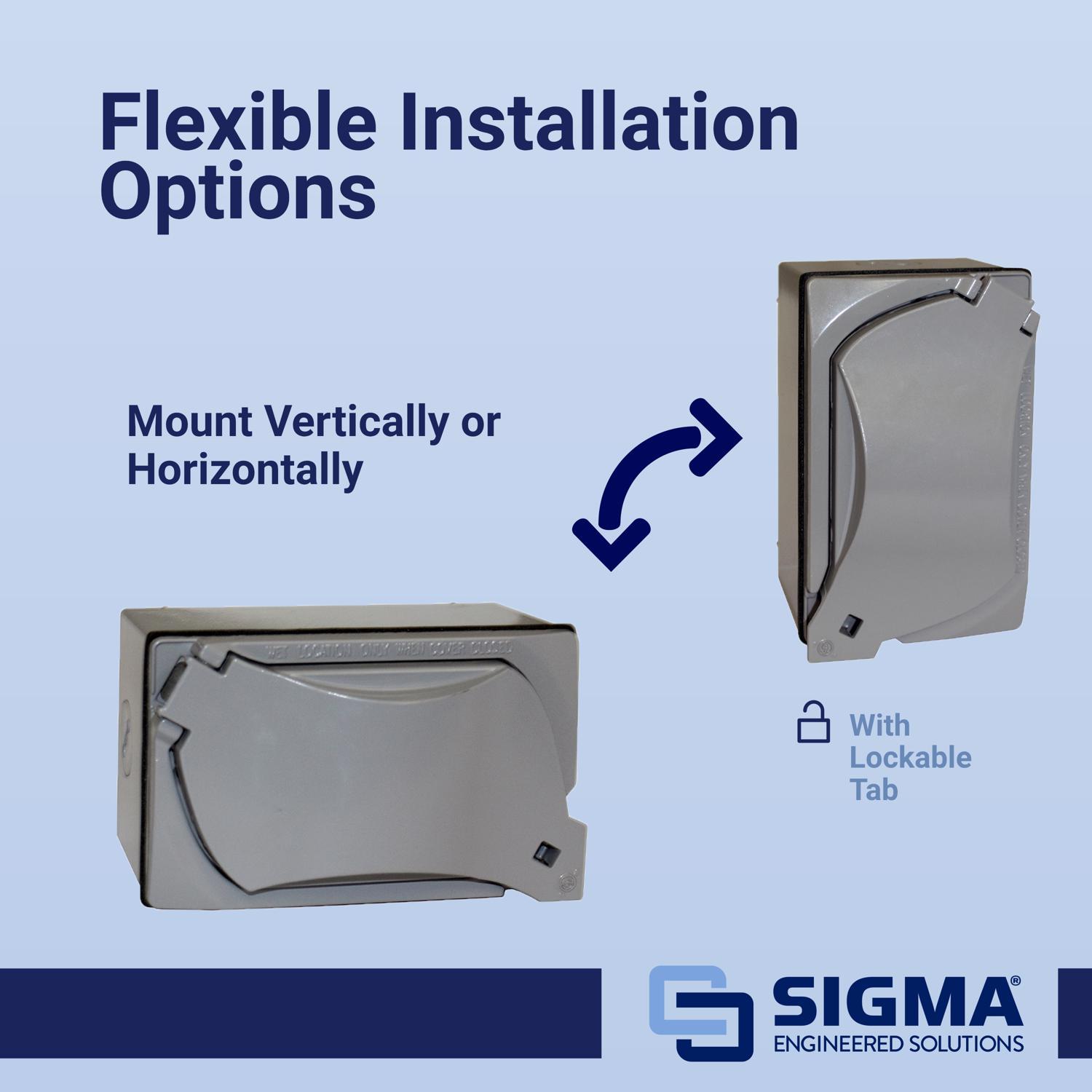 Sigma Engineered Solutions Rectangle Die-Cast Metal 1 gang 4.58 in. H X 2.83 in. W Duplex Outlet Kit