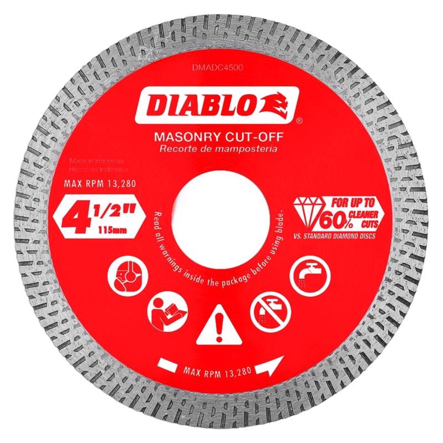 Diablo 4-1/2 in. D X 7/8 in. X.055 in. thick Diamond Masonry Cut-Off Disc 1 pk