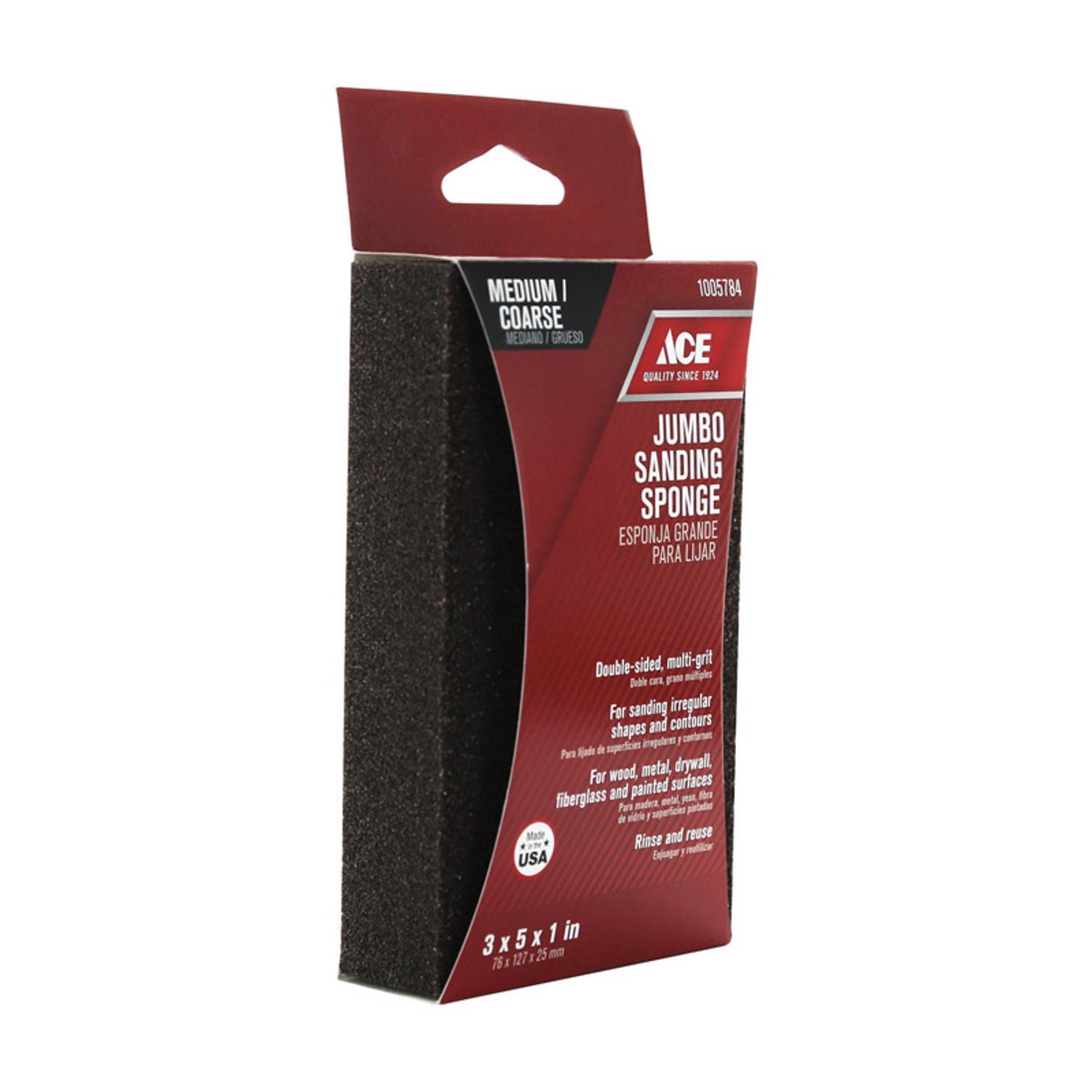 Ace 5 in. L X 3 in. W X 1 in. 60/80 Grit Assorted Extra Large Sanding Sponge