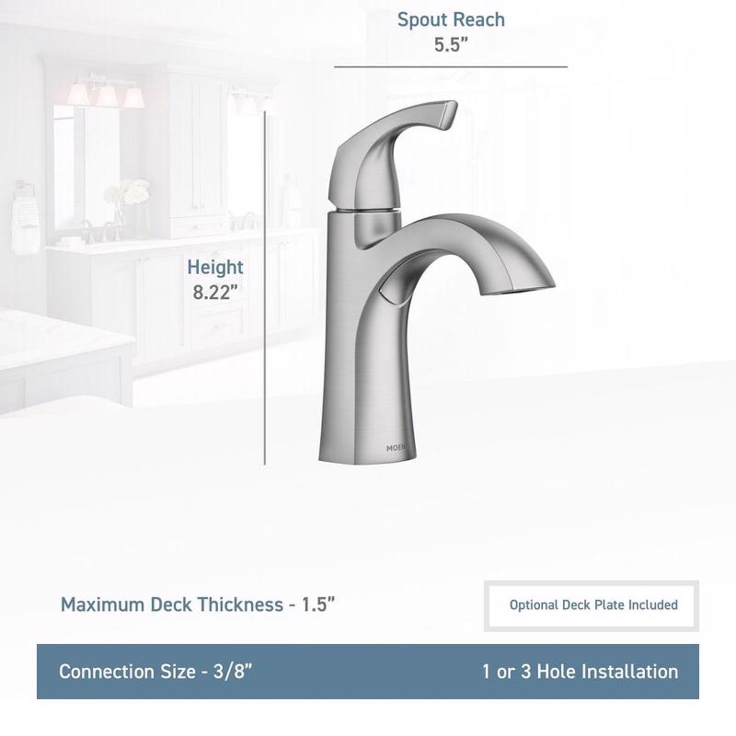 Moen Lindor Brushed Nickel Transitional Bathroom Faucet 4 in.
