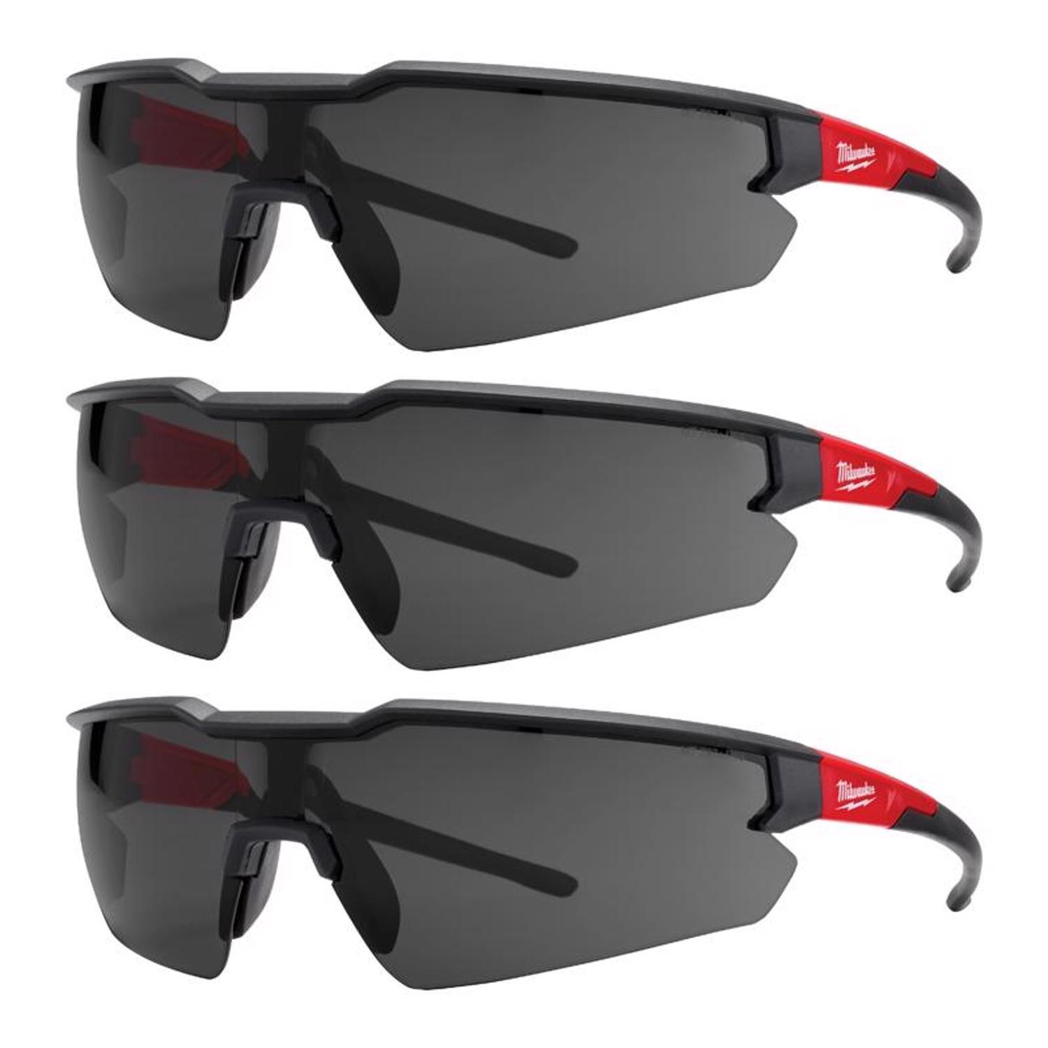 Milwaukee Safety Glasses Tinted Lens Black/Red Frame 3 pk