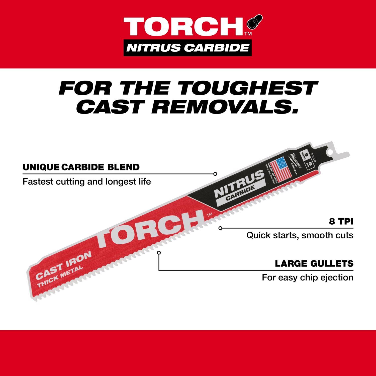 Milwaukee Torch Sawzall Nitrus Carbide Blade 8 TPI 1 pc