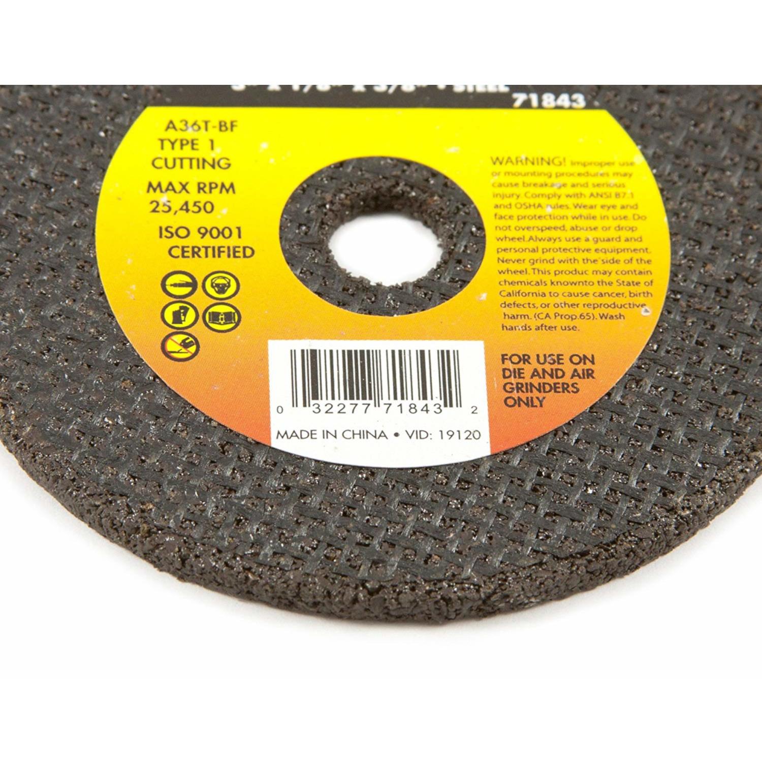 Forney 3 in. D X 3/8 in. X 1/8 in. thick Aluminum Oxide Metal Cut-Off Wheel 1 pc