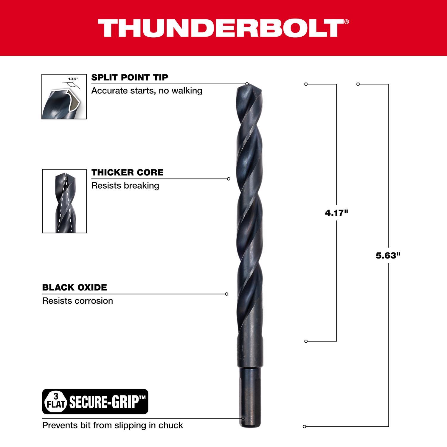 Milwaukee Thunderbolt 29/64 in. X 5-5/8 in. L Black Oxide Drill Bit 3-Flat Shank 1 pc