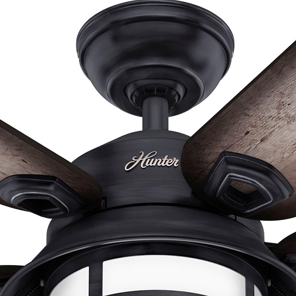 Hunter Key Biscayne 54" Indoor/Outdoor Weathered Zinc Gray Ceiling Fan with Light Kit
