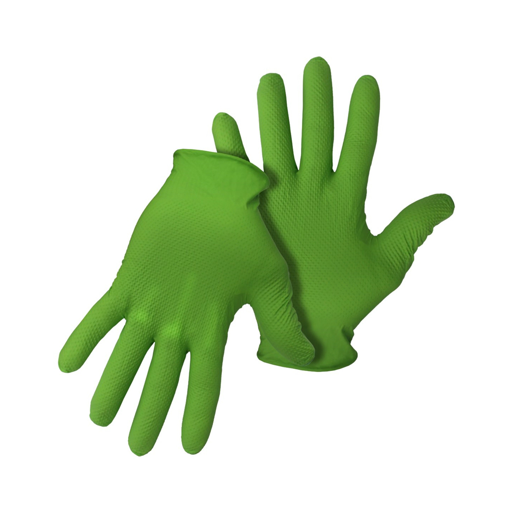 Boss Disposable Gloves, XL, Rolled Cuff, Green, Nitrile
