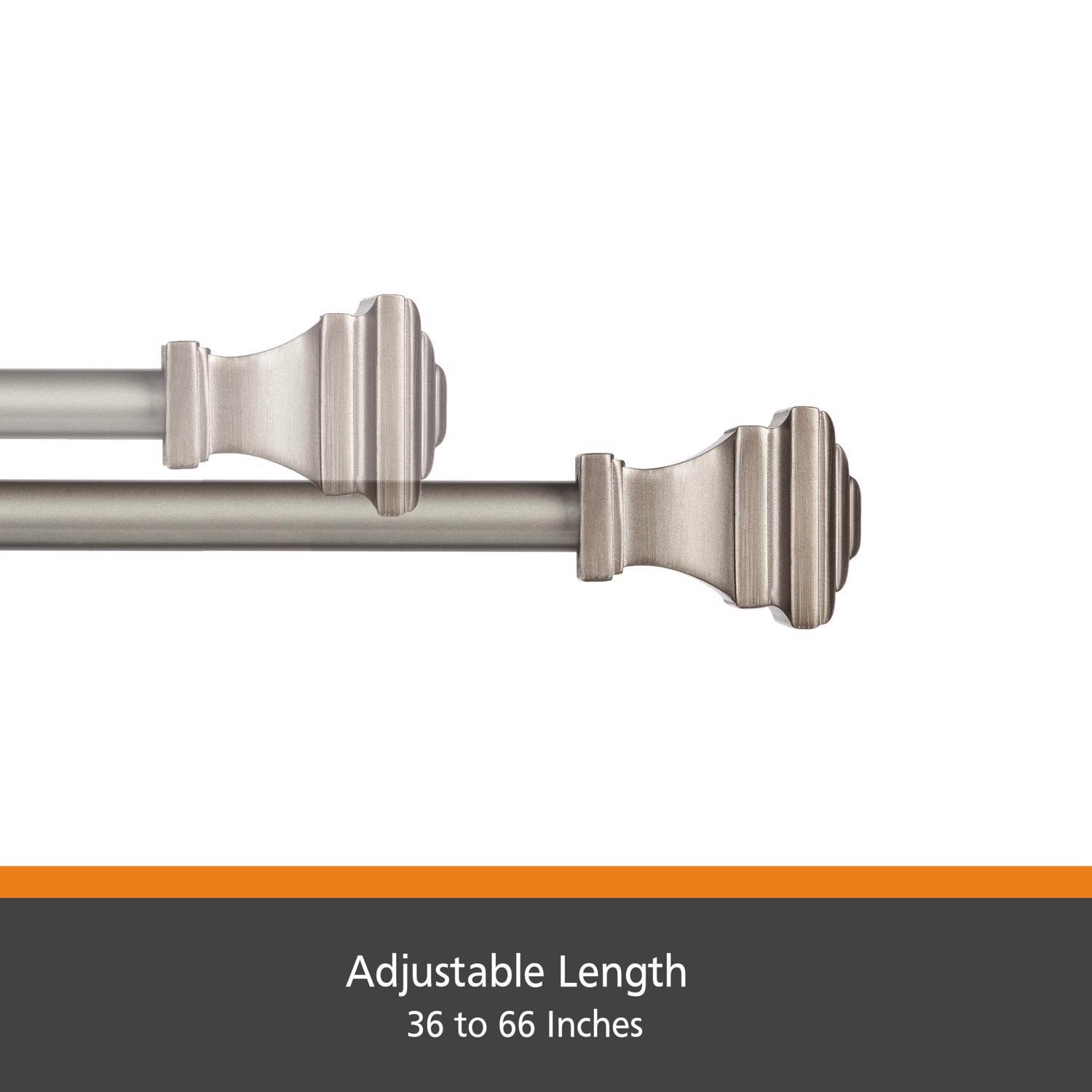Kenney Pewter Silver Modern/Contemporary Curtain Rod 36 in. L X 66 in. L