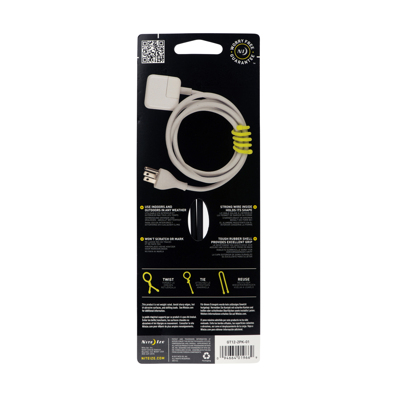 Nite Ize Gear Tie 12 in. L Black Twist Ties 2 pk