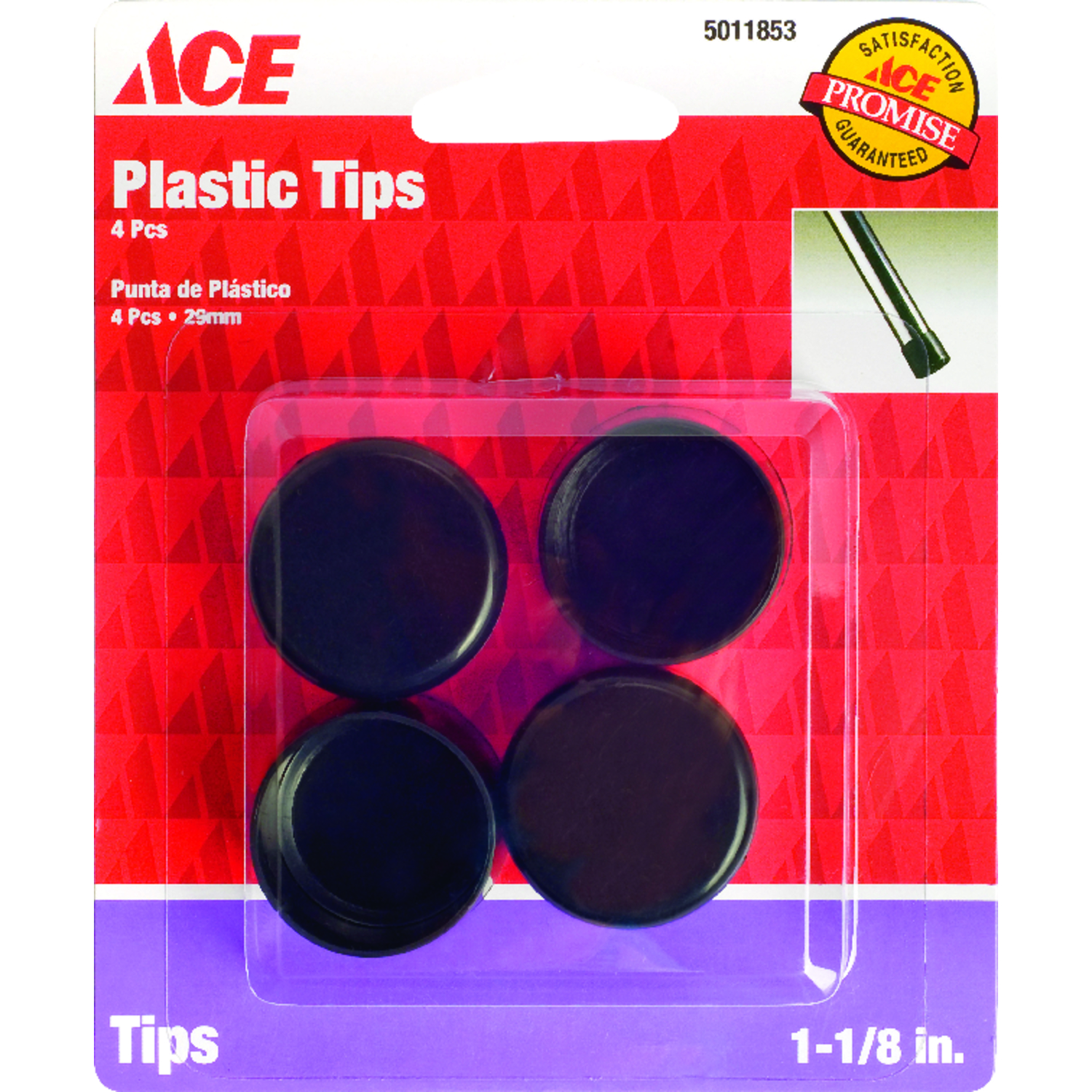 Ace Plastic Leg Tip Black Round 1-1/8 in. W 4 pk