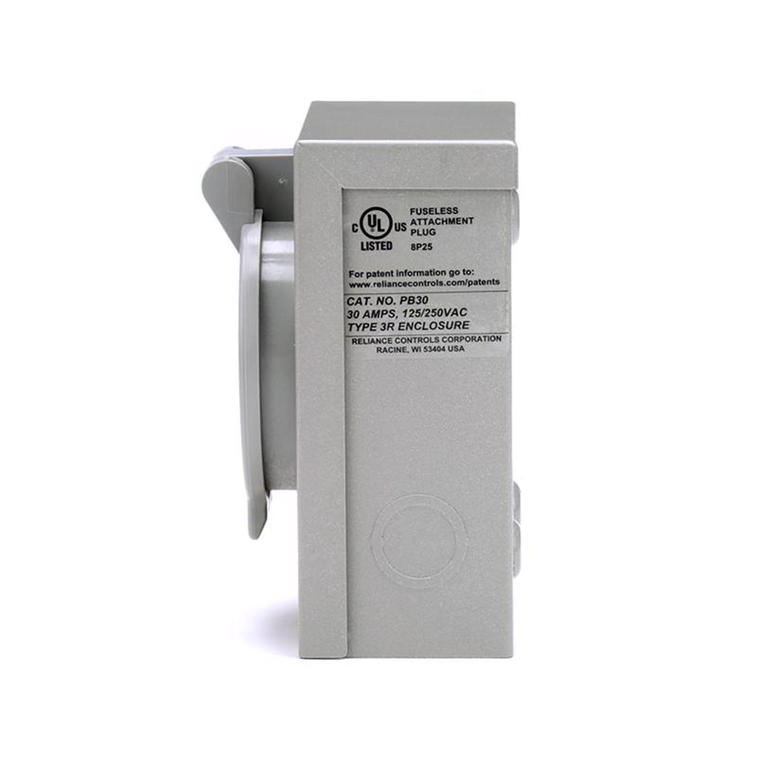 Reliance Controls PB Series 30 amps 120/240 V 1 space 1 circuits Surface Mount Power Inlet Box