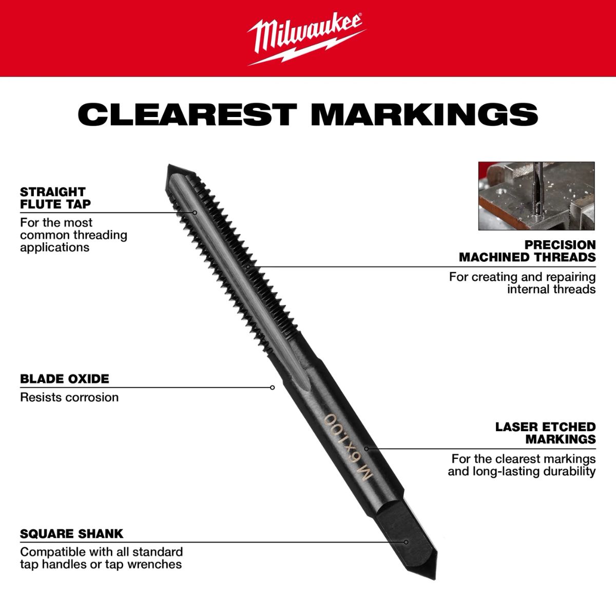 Milwaukee SAE 9/16-12 NC Straight Flute Plug Tap