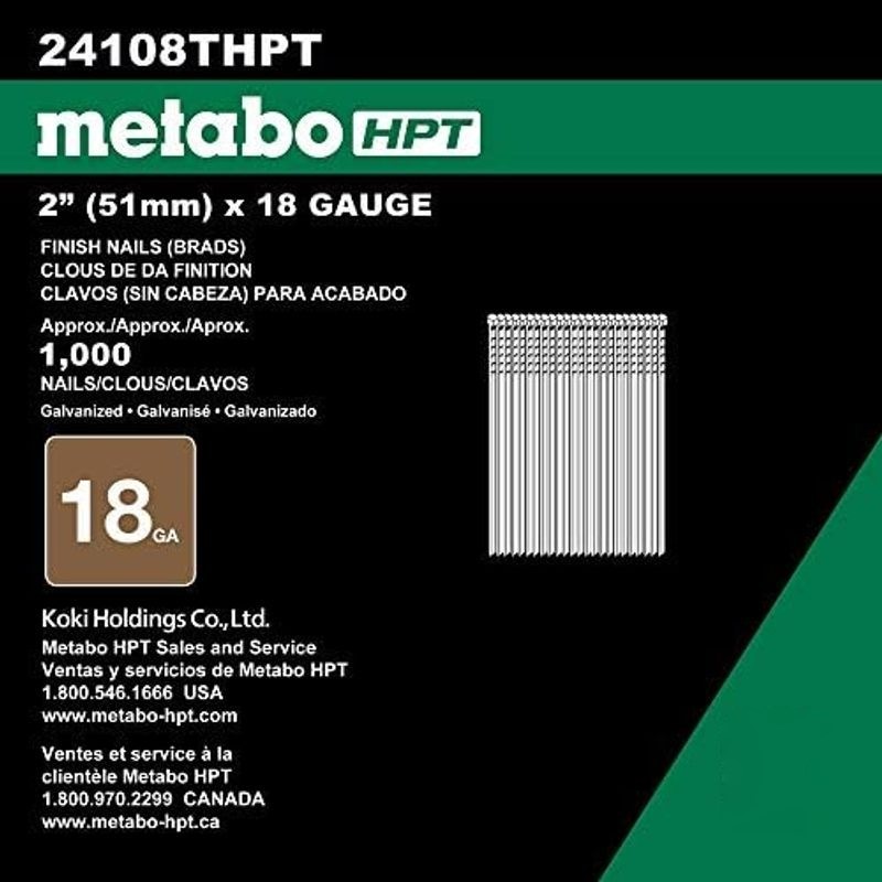 Metabo HPT Brad Nails, 2in. x 18 Gauge, Electro Galvanized, 1000 Count