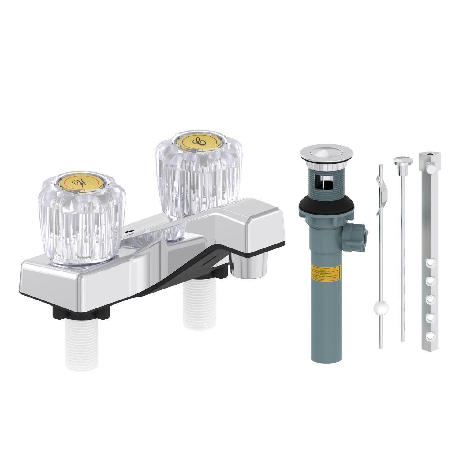 Home Plus Chrome Centerset Bathroom Sink Faucet 4 in.