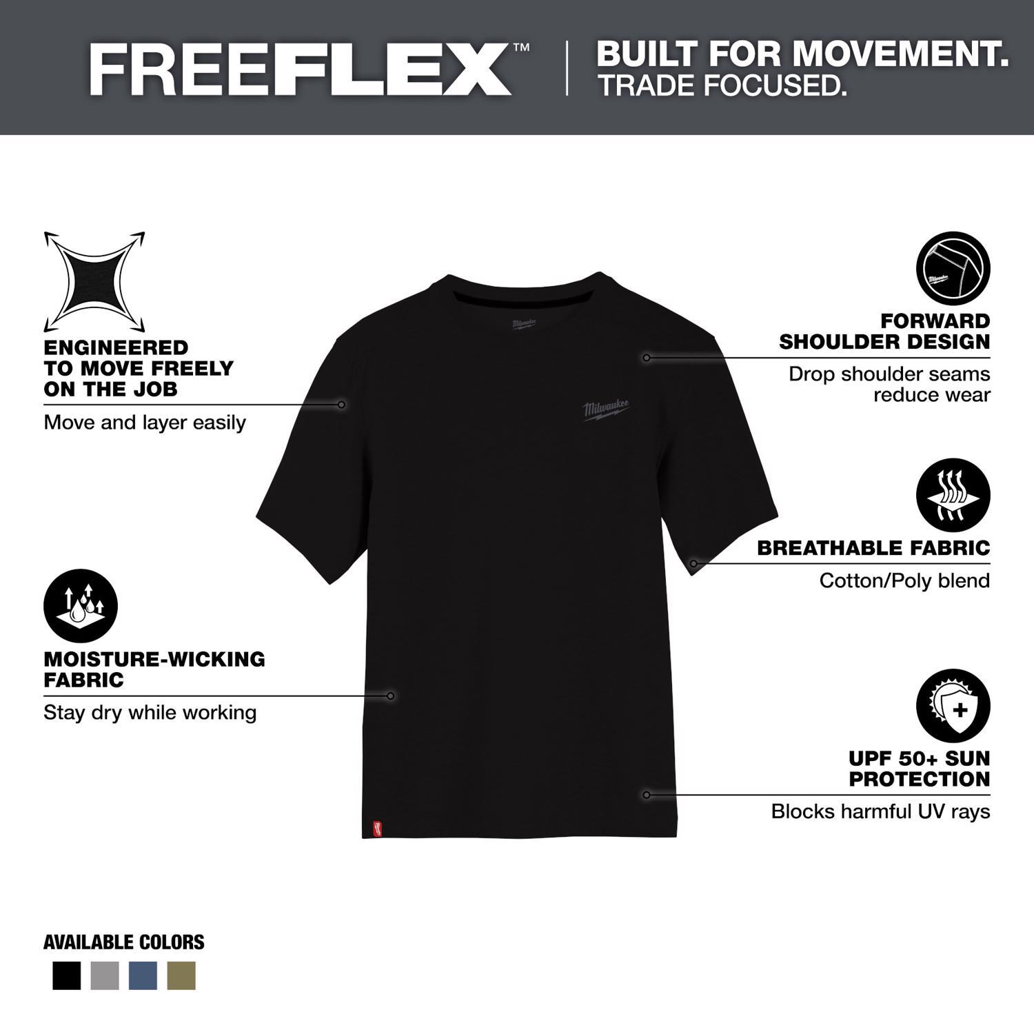 Milwaukee L Short Sleeve Men's Crew Neck Black Hybrid Work Tee Shirt