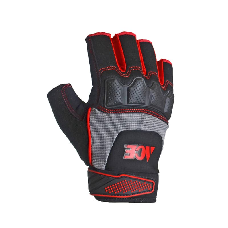 Ace Men's Indoor/Outdoor Fingerless Work Gloves Black/Gray L 1 pair