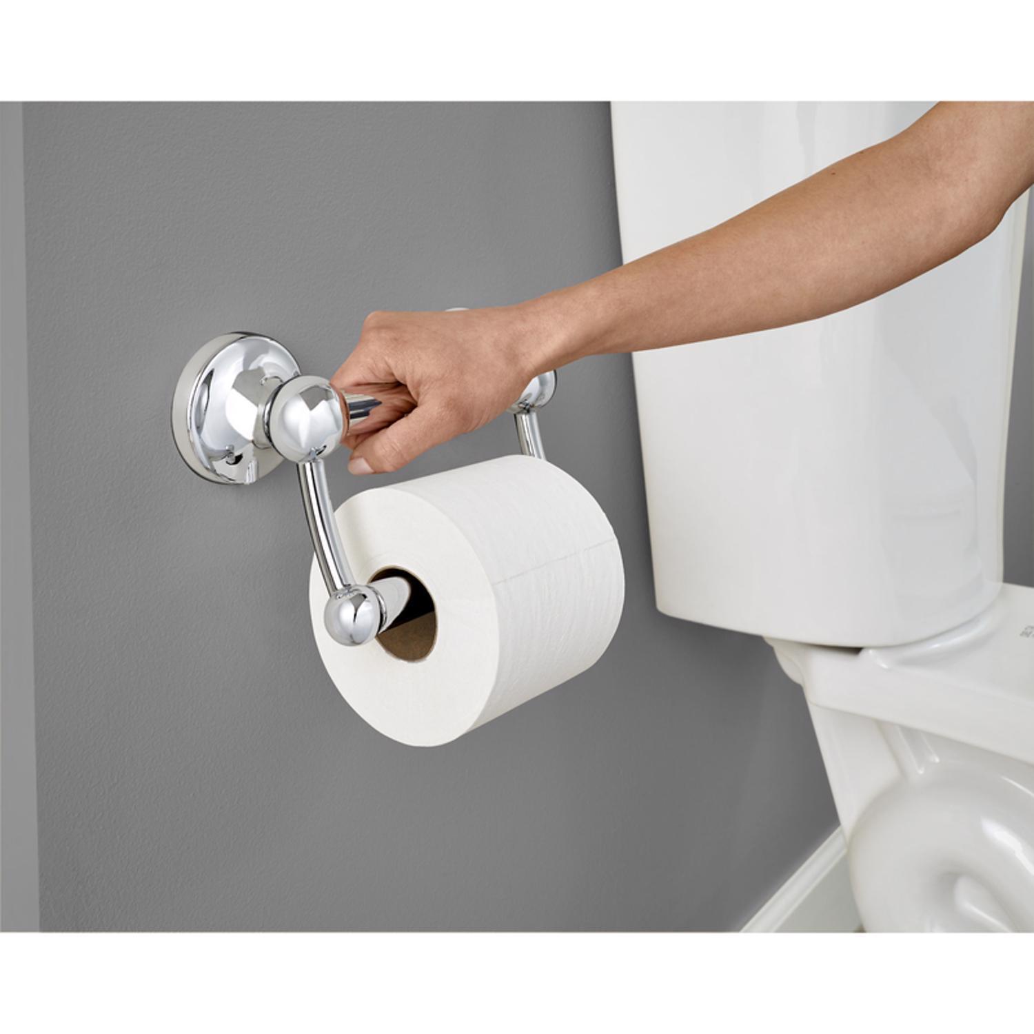 Delta 5 in. L Polished Chrome Stainless Steel Toilet Paper Holder with Assist Bar