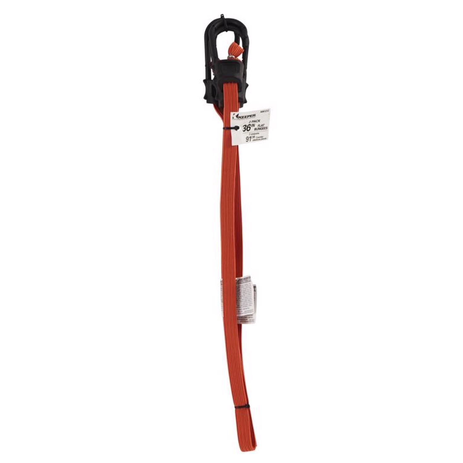 Keeper Orange Flat Bungee Cord 36 in. L X 0.315 in. 2 pk