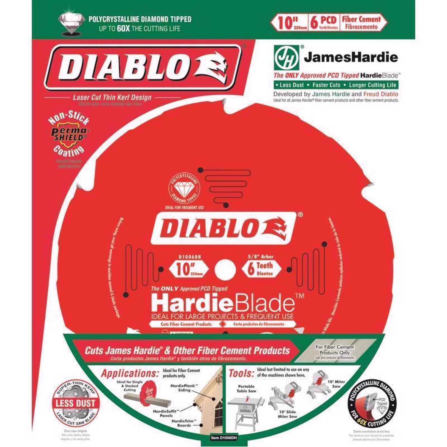 Diablo HardieBlade 10 in. D X 5/8 in. PCD Fiber Cement Blade 6 teeth 1 pk