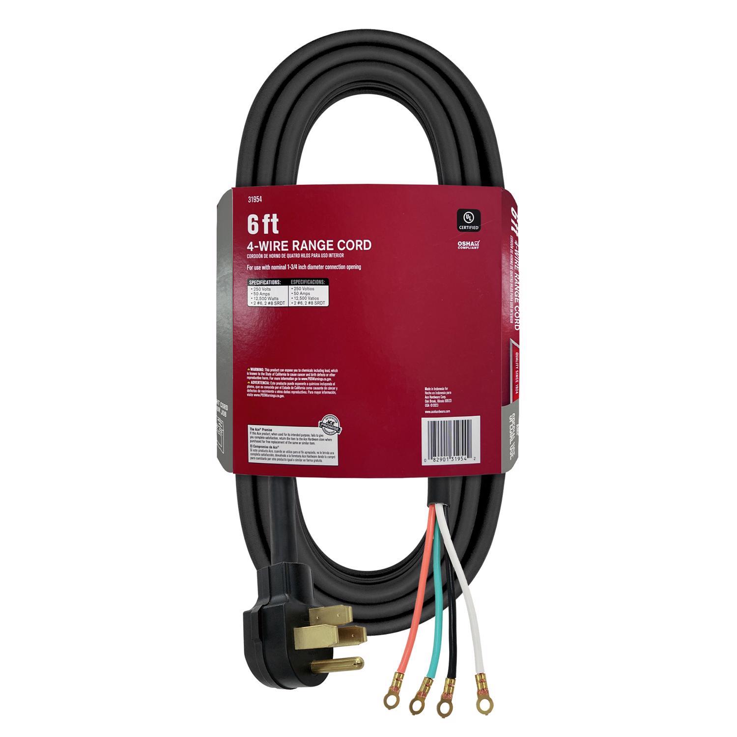 Ace 6/2 & 8/2 SRDT 125/250 V 6 ft. L Range Cord