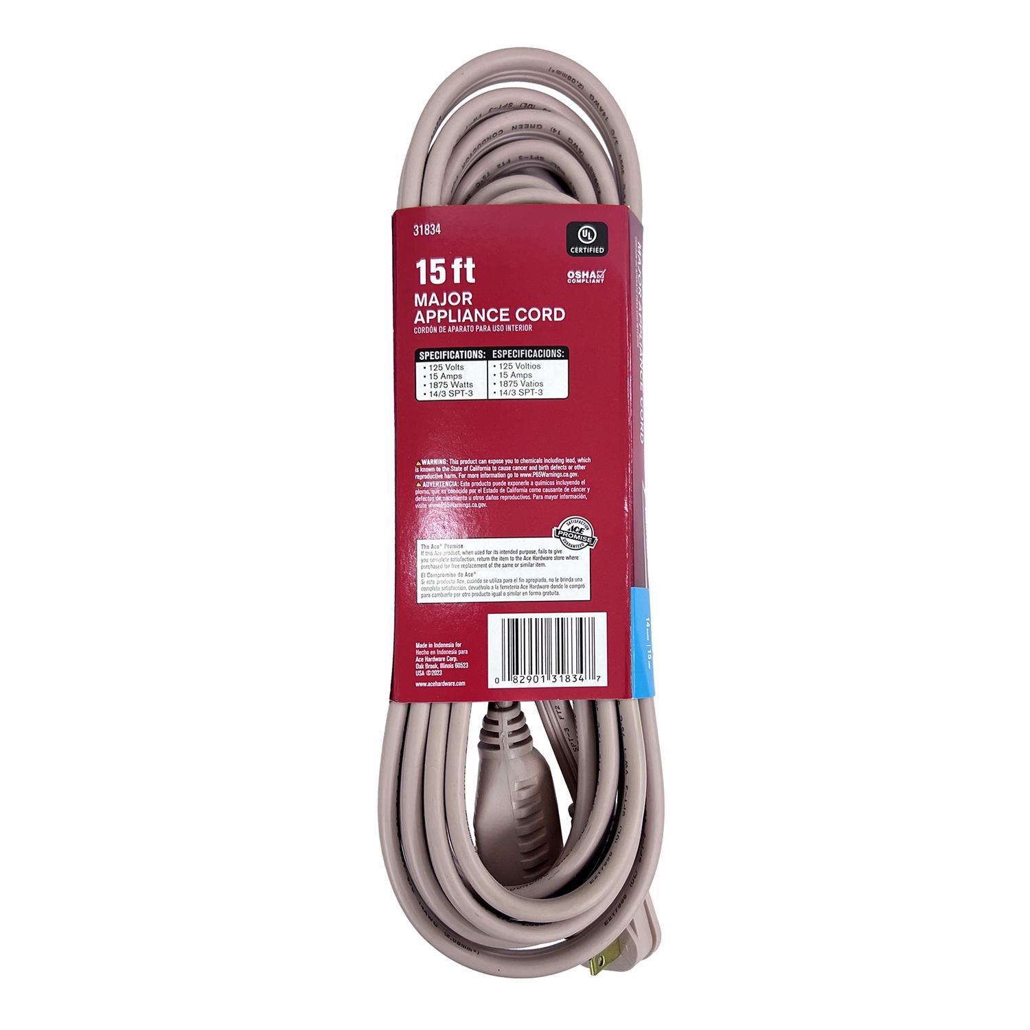 Ace 14/3 SPT-3 125 V 15 ft. L Appliance Cord