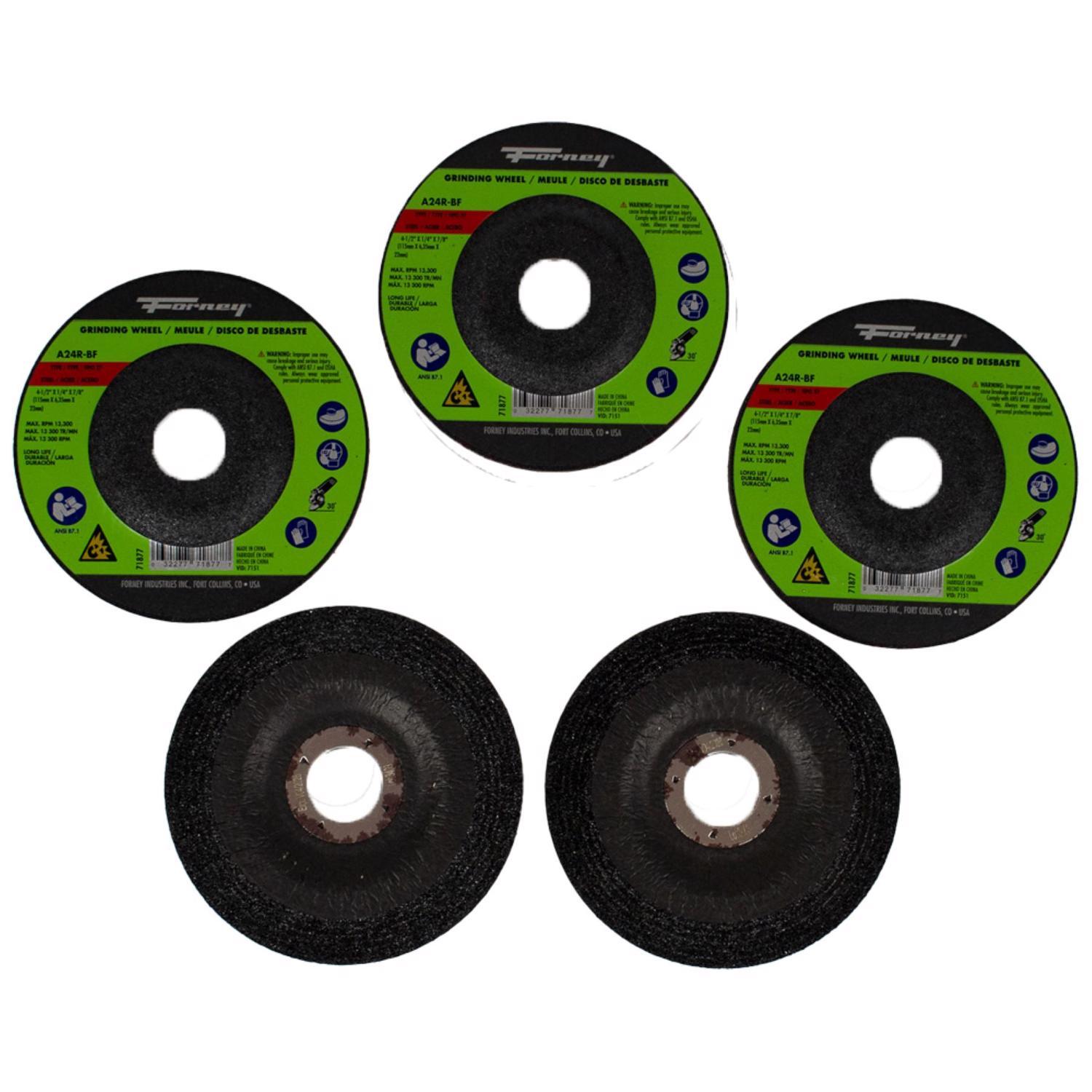 Forney 4-1/2 in. D X 7/8 in. in. X 1/4 in. thick Grinding Wheel 5 pk