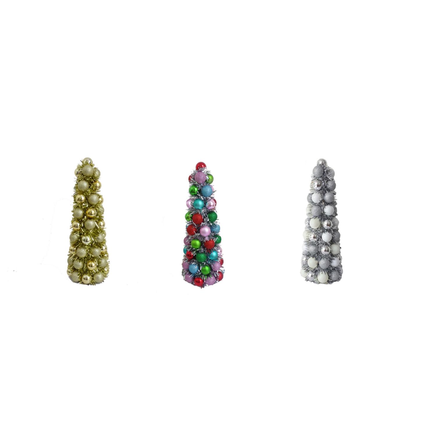 FC Young Assorted Glitter Ball Cone Christmas Tree 18 in.