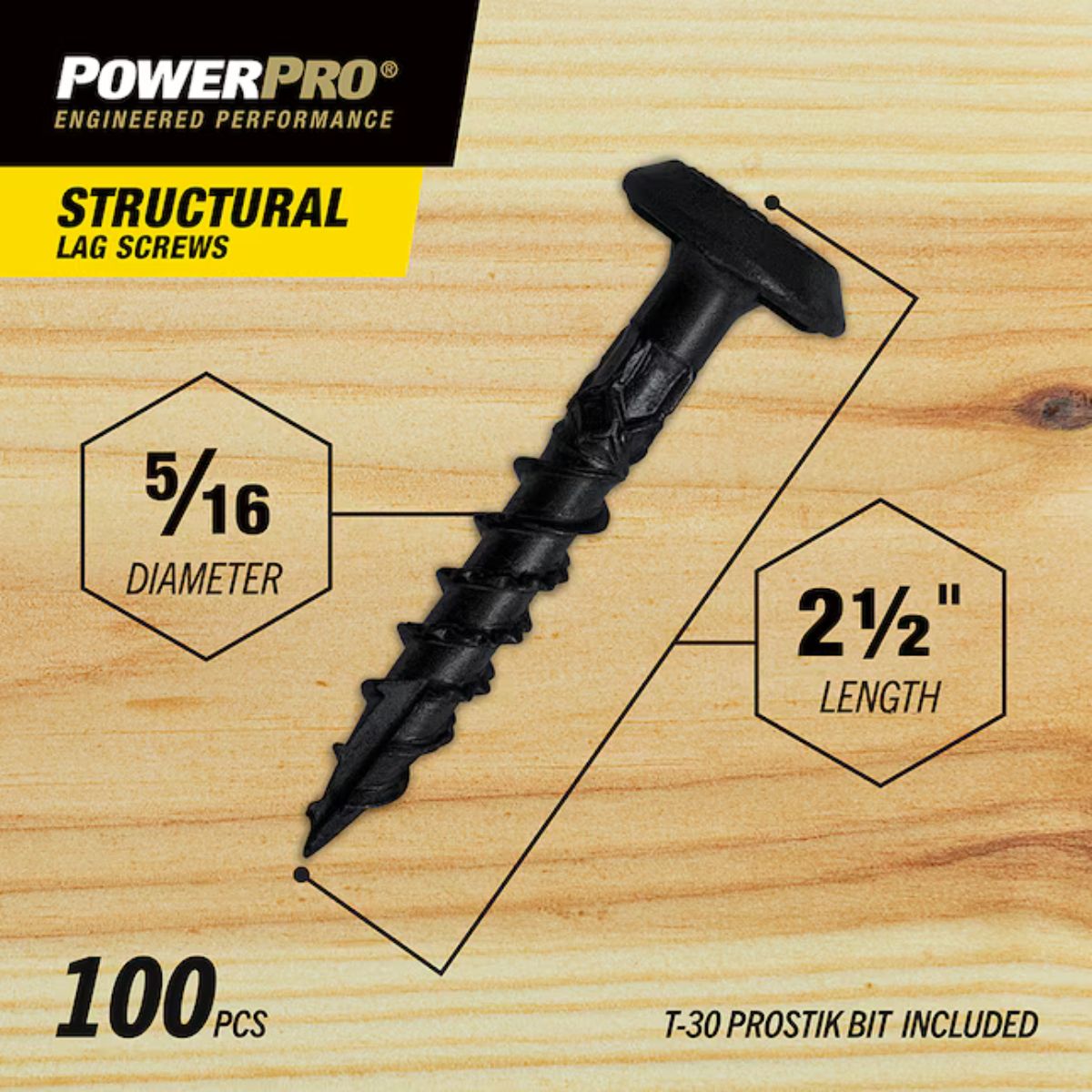 Power Pro 5/16-in x 2-1/2-in Epoxy Exterior Structural wood screws 100 Pieces