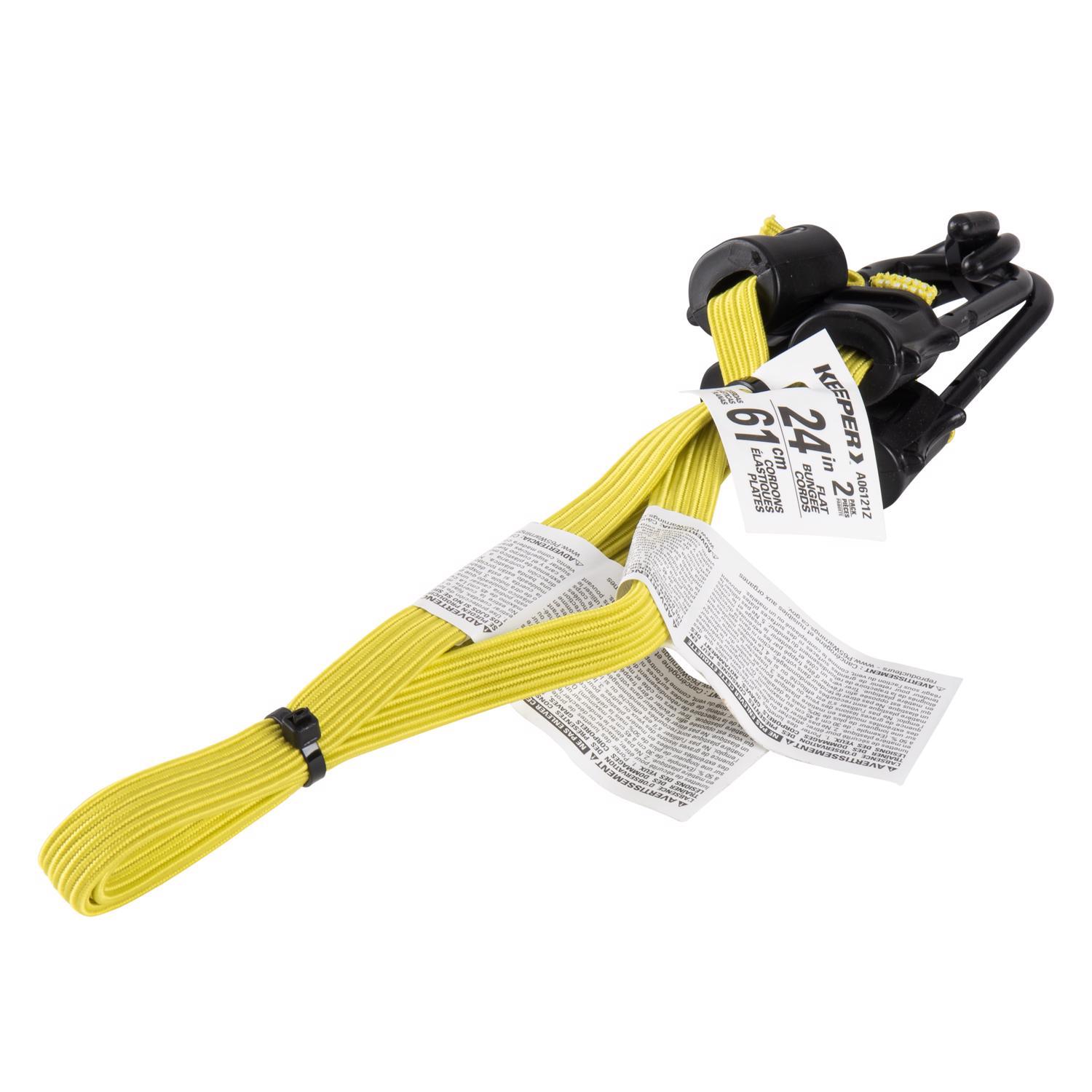 Keeper Yellow Flat Bungee Cord 24 in. L X 0.315 in. 2 pk