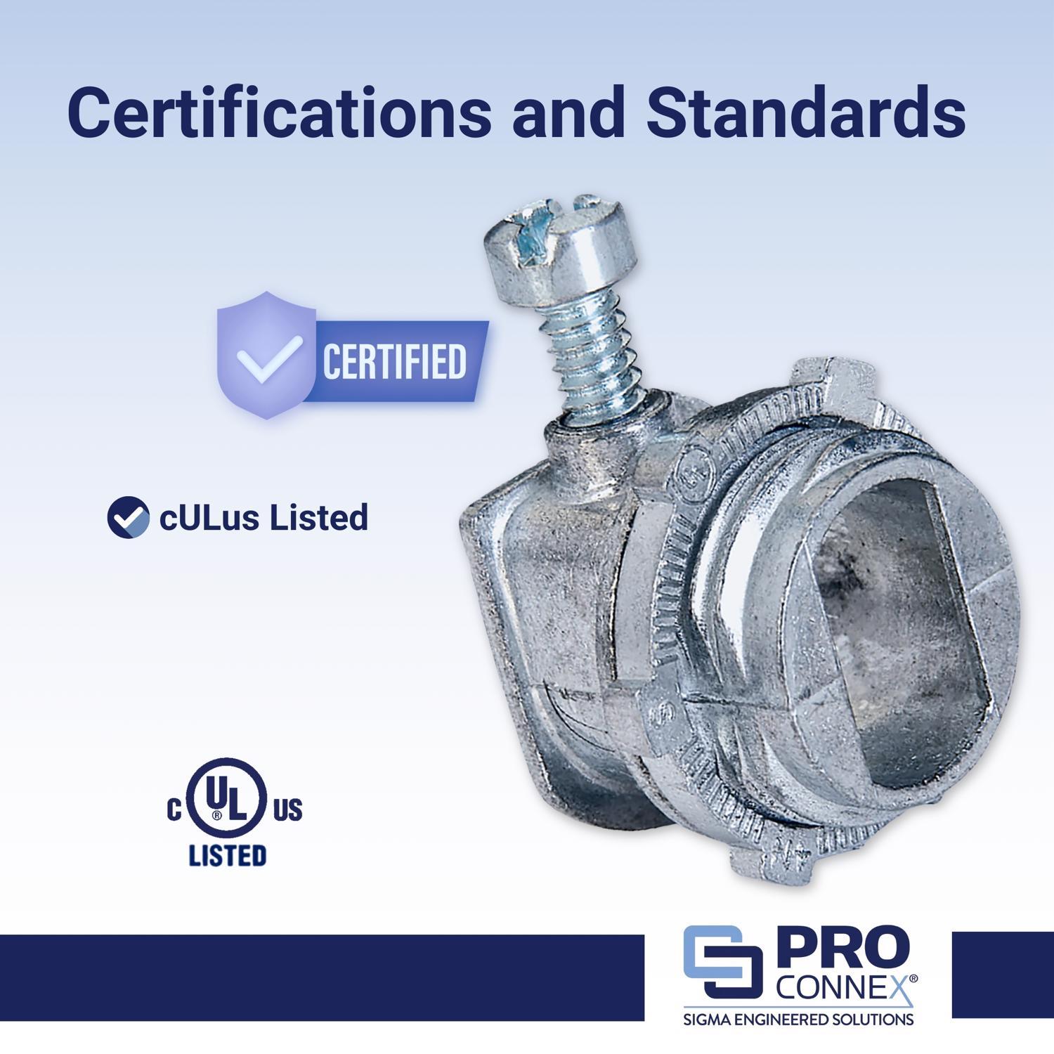 Sigma Engineered Solutions ProConnex 3/8 in. D Die-Cast Zinc Flex Connector For AC and MC 100 pk