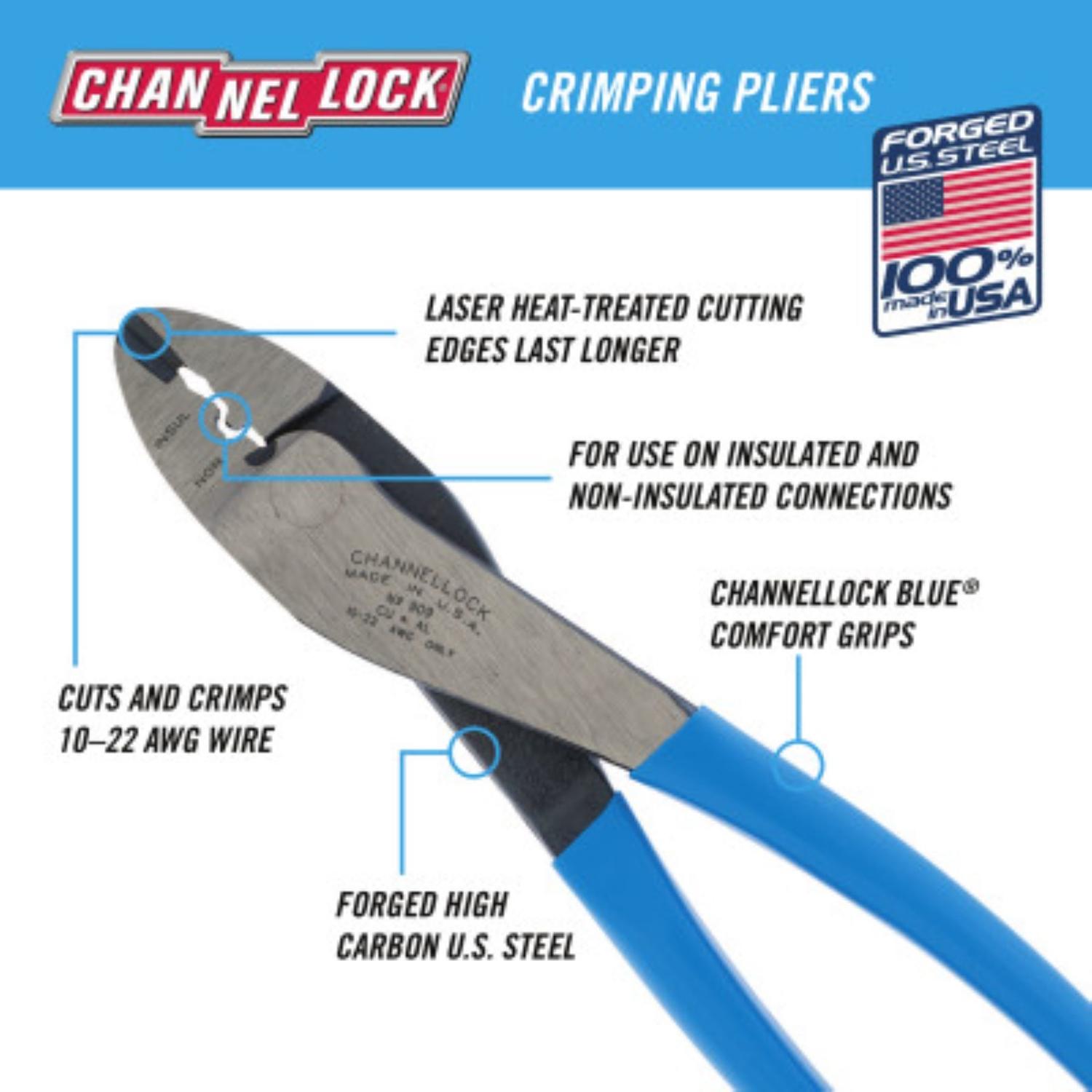 Channellock 9.5 in. Steel Crimping Pliers