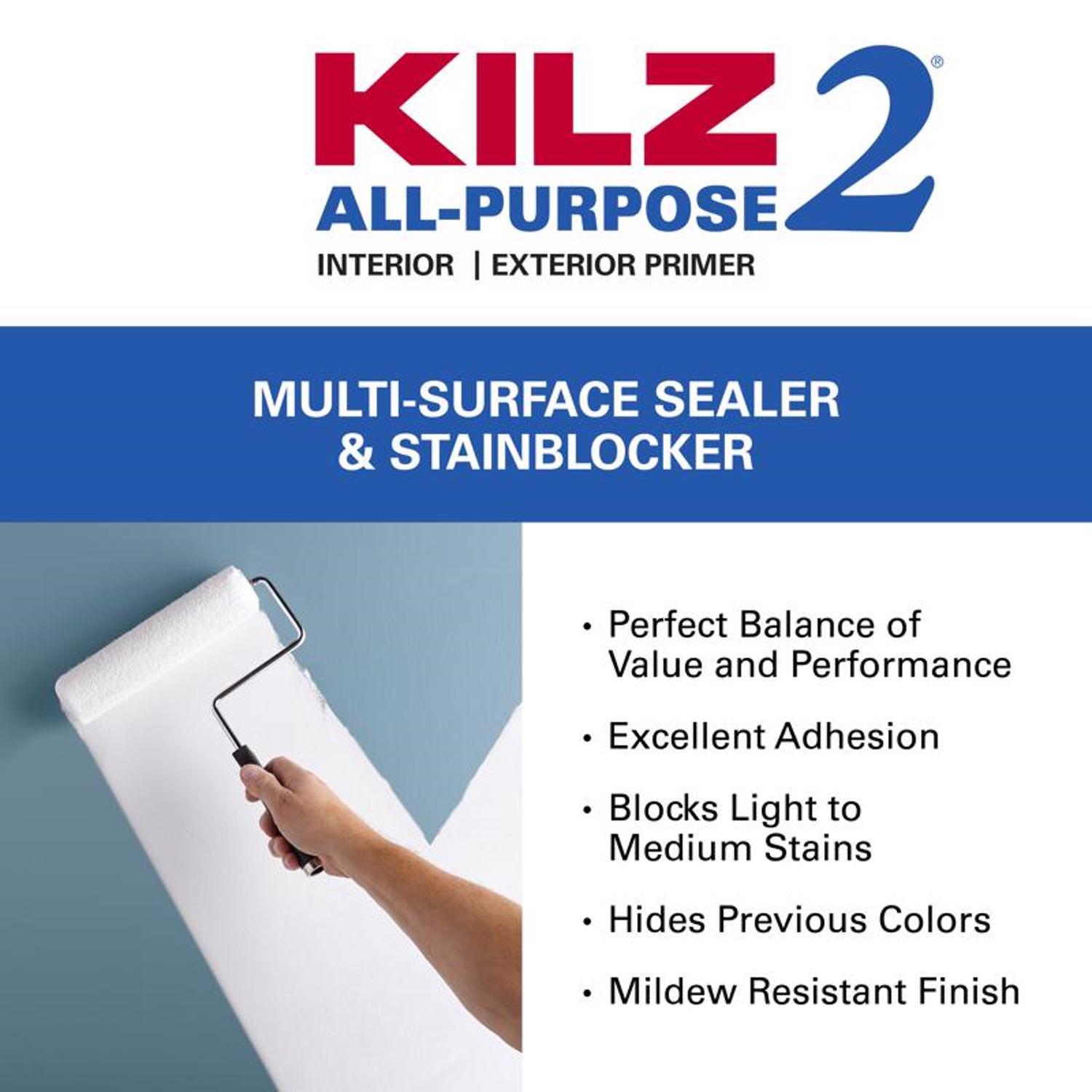 KILZ White Flat Water-Based Acrylic Stain Blocking Primer 1 gal