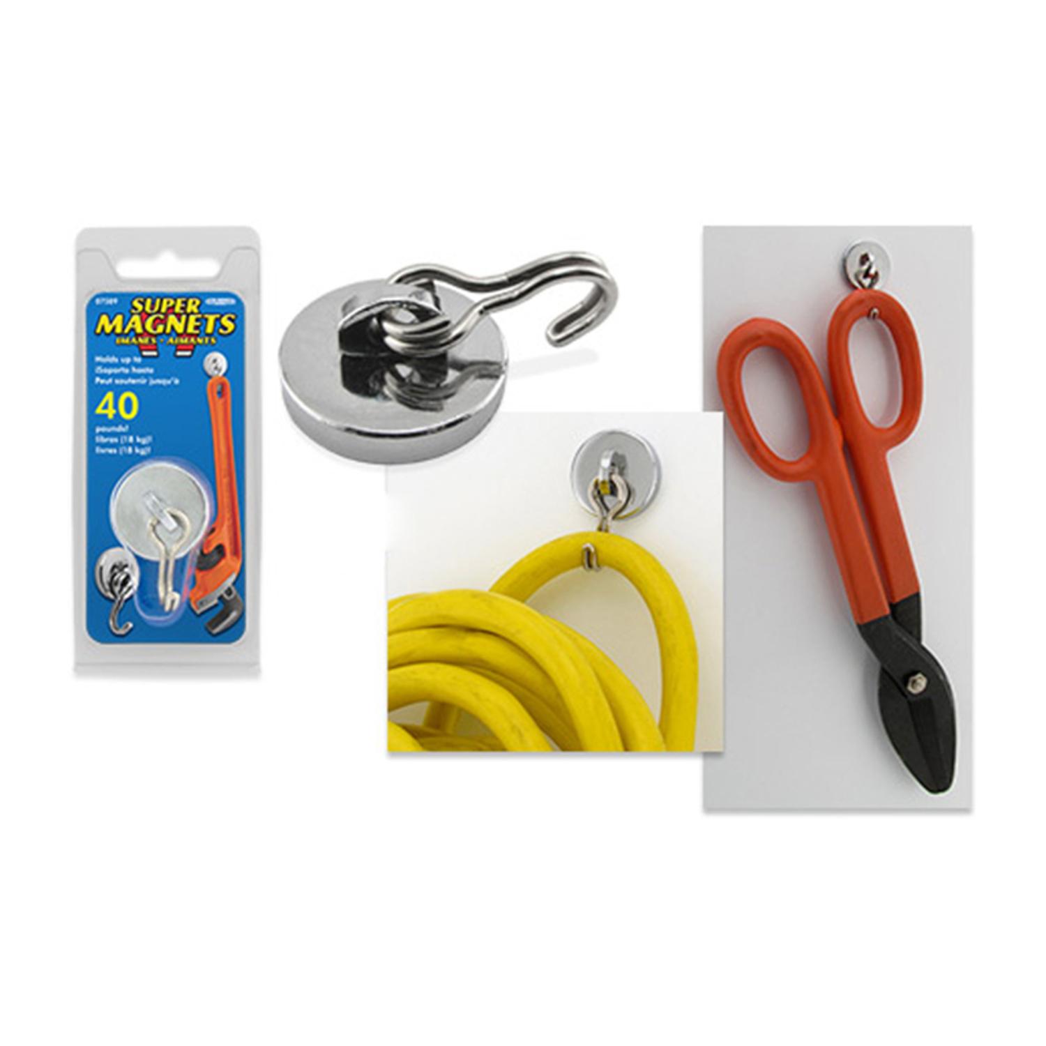 Magnet Source.225 in. L X 1.125 in. W Silver Magnetic Hook 40 lb. pull 1 pc