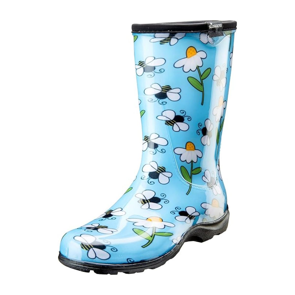 Sloggers Waterproof Garden Rain Boots for Women Bee Blue Print size 6