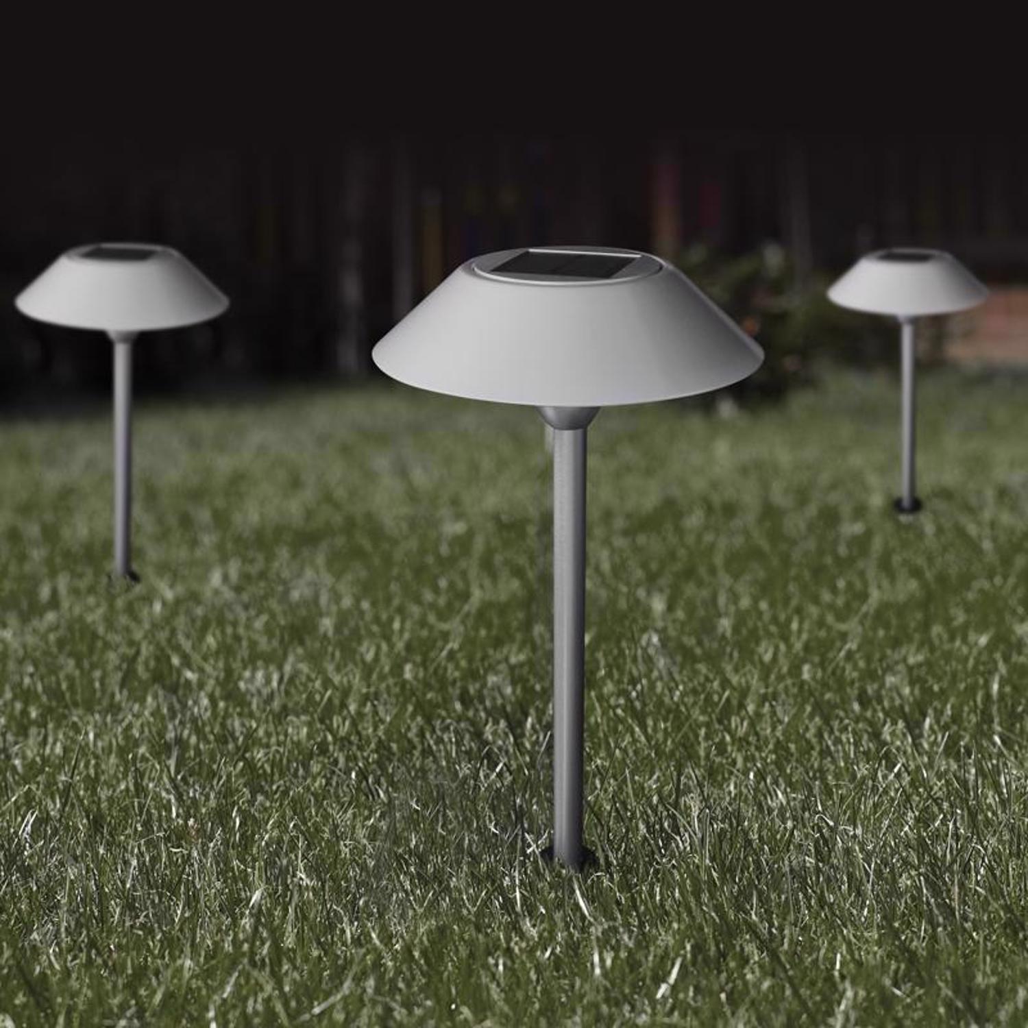 Feit OneSync Brushed Nickel Solar Powered 0.4 W LED Pathway Light 2 pk