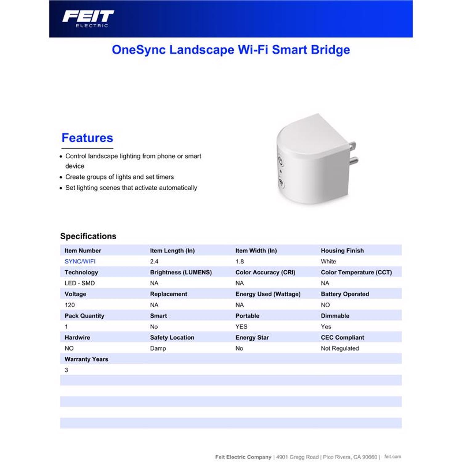Feit OneSync 0 ft. L Smart-Enabled Smart Bridge