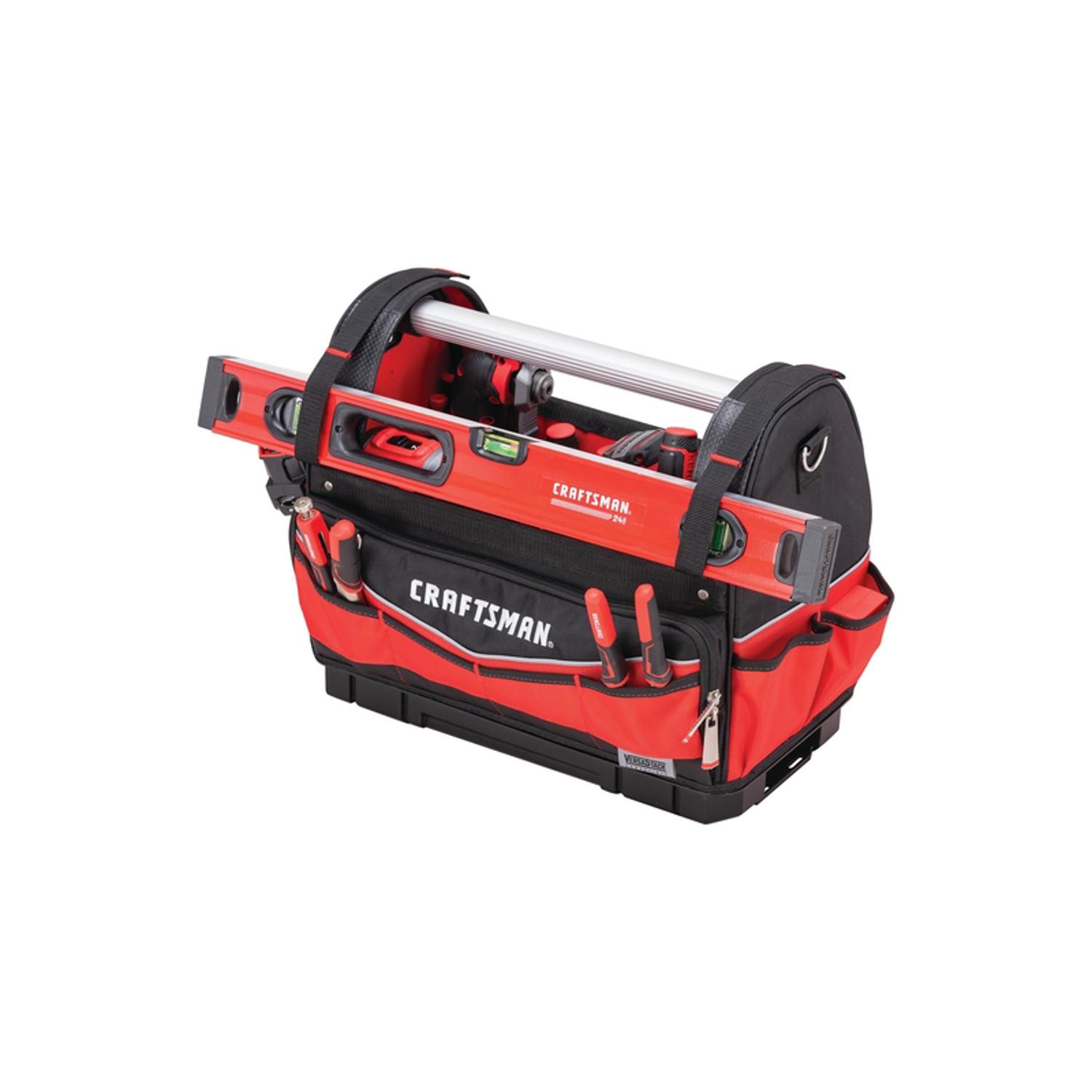 CRAFTSMAN VERSASTACK 8.875 in. W X 13.375 in. H Polyester Tool Tote 32 pocket Black/Red 1 pc
