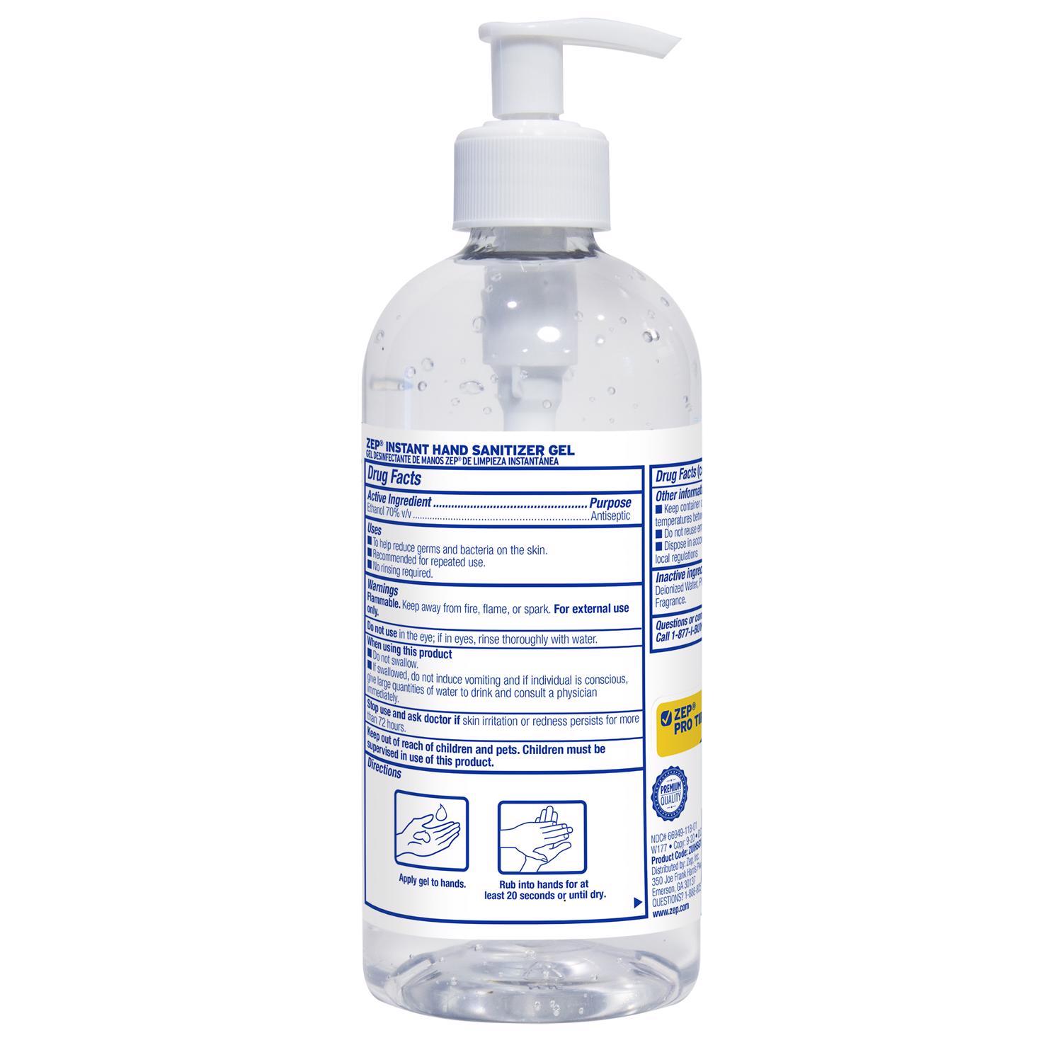 Zep Unscented Scent Gel Hand Sanitizer 16.9 oz