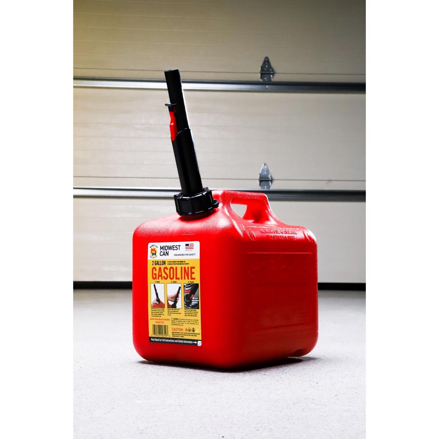 Midwest Can Quick Flow Spout HDPE Gas Can 2 gal