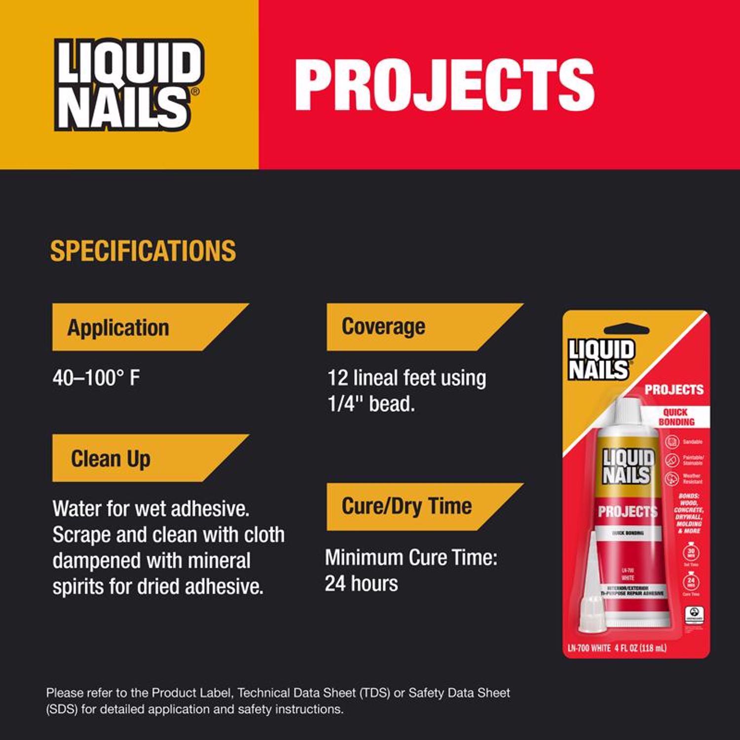 Liquid Nails Small Projects High Strength Latex White Adhesive 4 oz