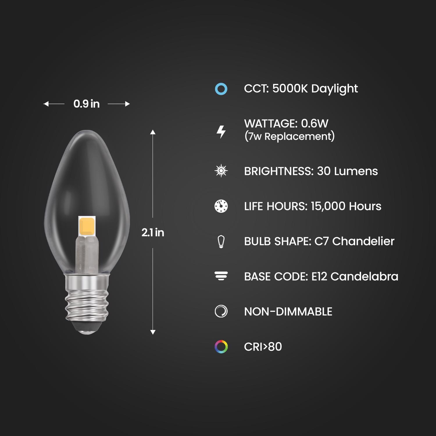 Feit C7 E12 (Candelabra) LED Bulb Daylight 7 Watt Equivalence 4 pk