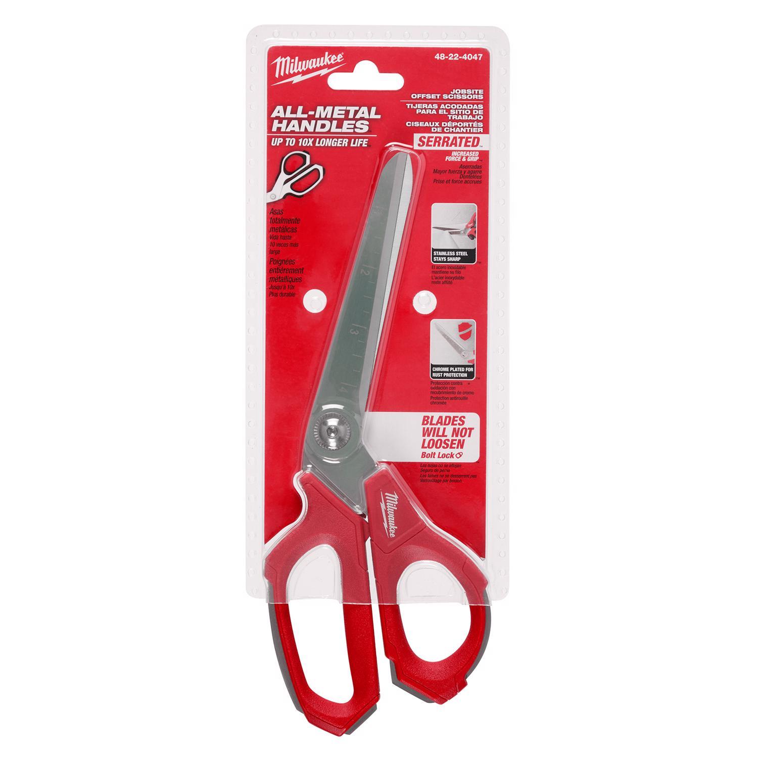 Milwaukee 9.3 in. Iron Carbide Smooth Offset Jobsite Scissors 1 pc