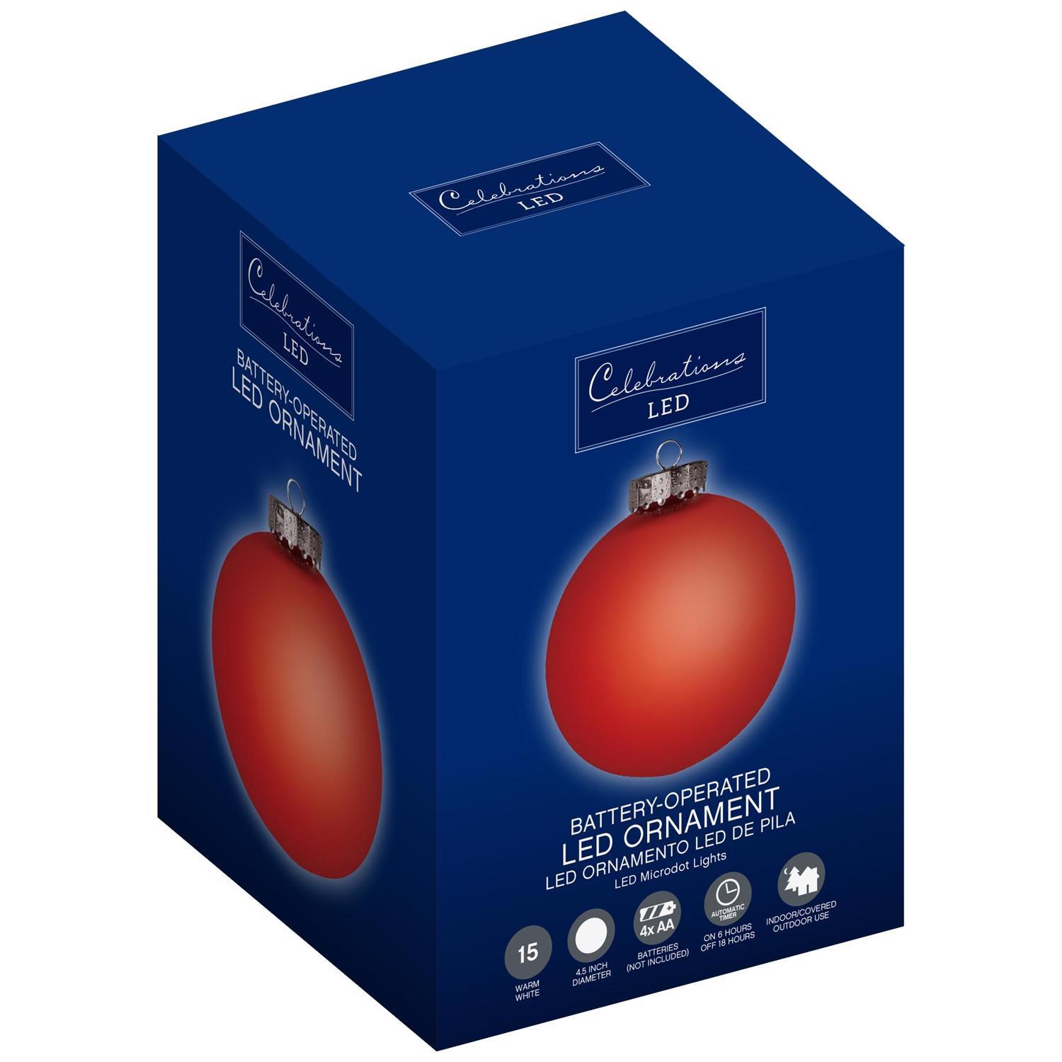 Celebrations Blue LED Red Ornament 5 in. Hanging Decor