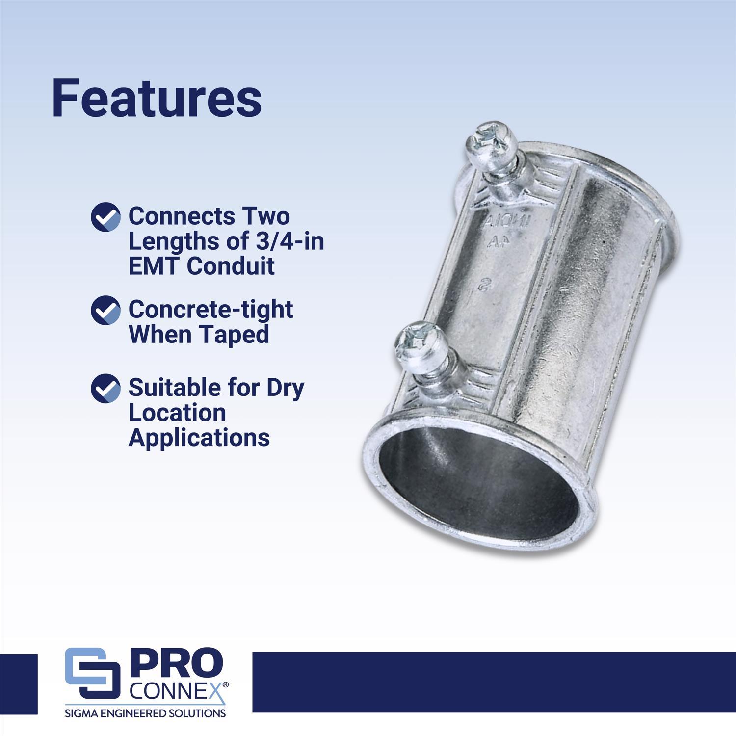 Sigma Engineered Solutions ProConnex 3/4 in. D Die-Cast Zinc Set Screw Coupling For EMT 25 pk