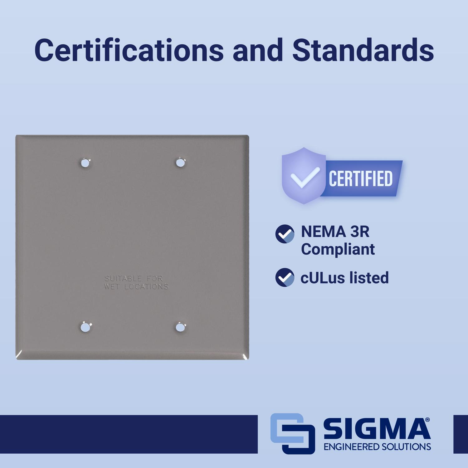 Sigma Engineered Solutions Square Stamped Steel 2 gang 4.49 in. H X 4.49 in. W Flat Box Cover
