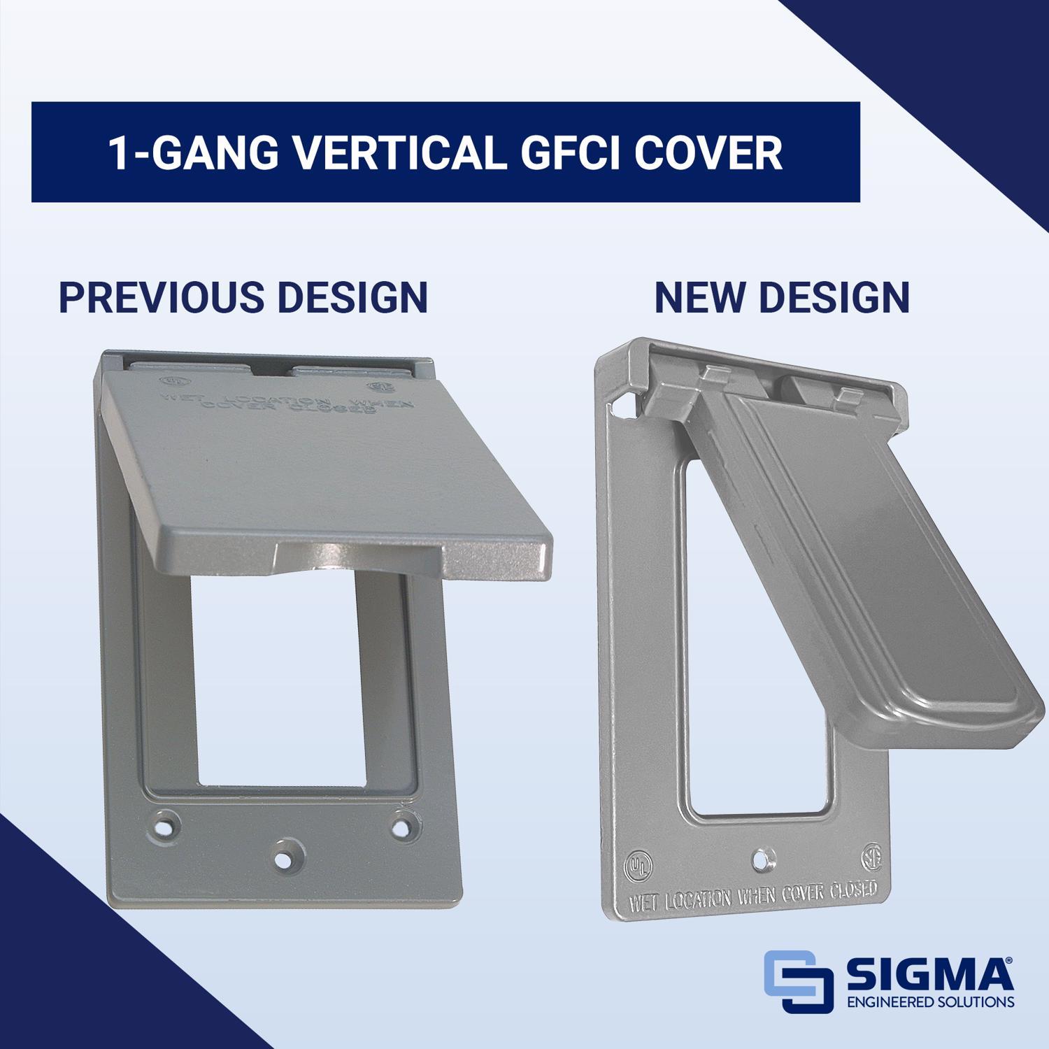 Sigma Engineered Solutions Rectangle Die-Cast Metal 1 gang 4.57 in. H X 2.83 in. W Vertical GFCI Cov