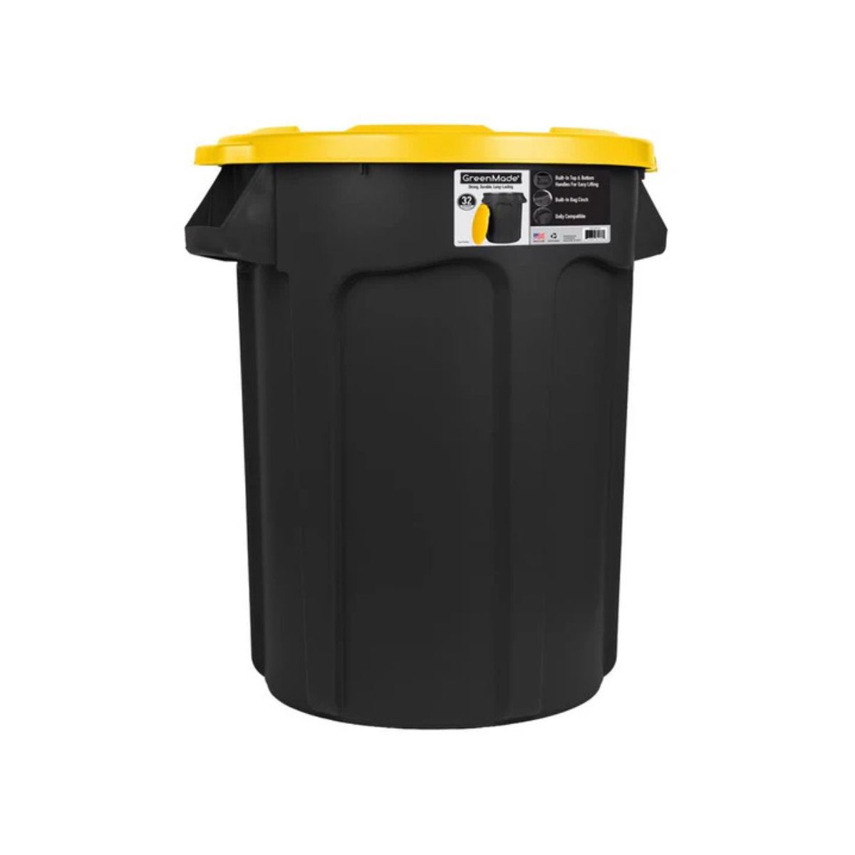 Greenmade Trash can Black/Yellow 32 gal