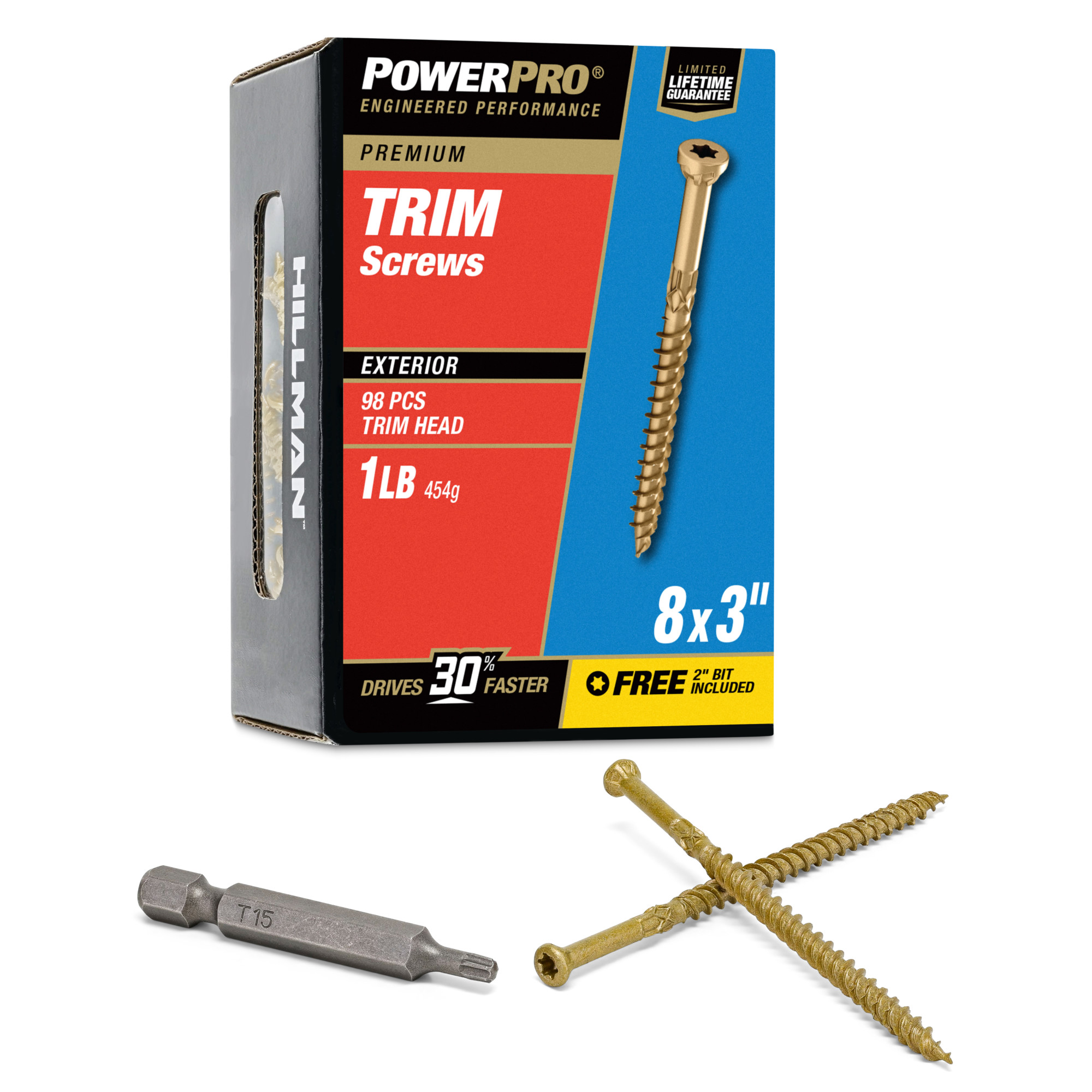 Power Pro&reg; Premium Bronze Exterior Trim Screws (#8 x 3 in.) - 98 pc