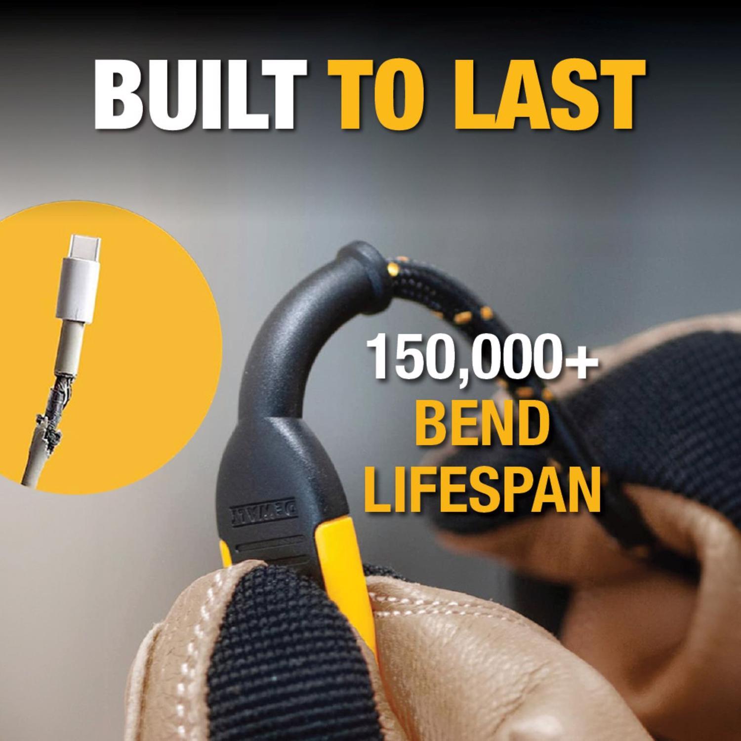 DeWalt Lightning to USB Charge and Sync Cable 10 ft. Black/Yellow