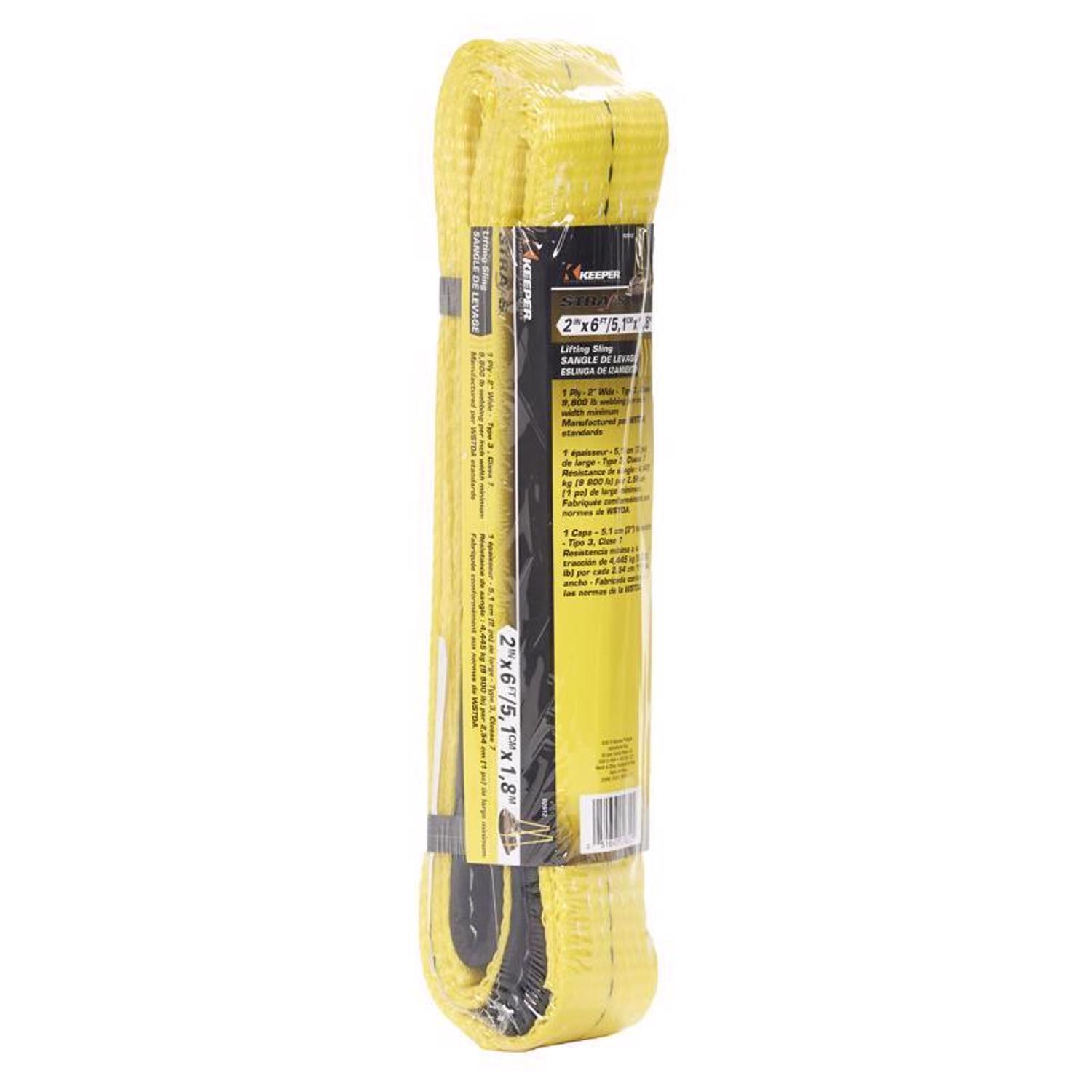Keeper 2 in. W X 6 ft. L Black/Yellow Lifting Sling 6200 lb 1 pk
