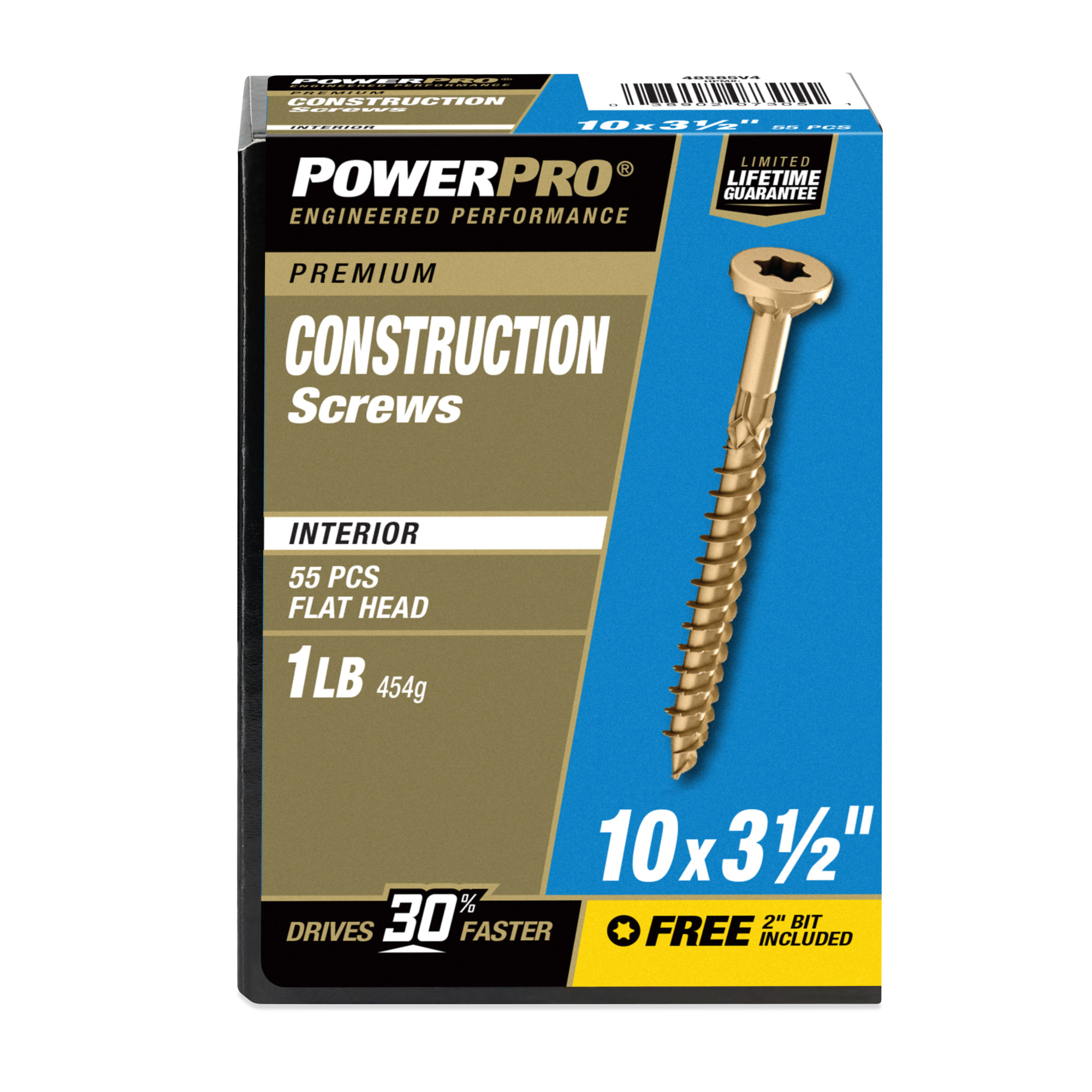 Power Pro Premium Interior Construction Screws (#10 x 3-1/2 in.) - 55 pc
